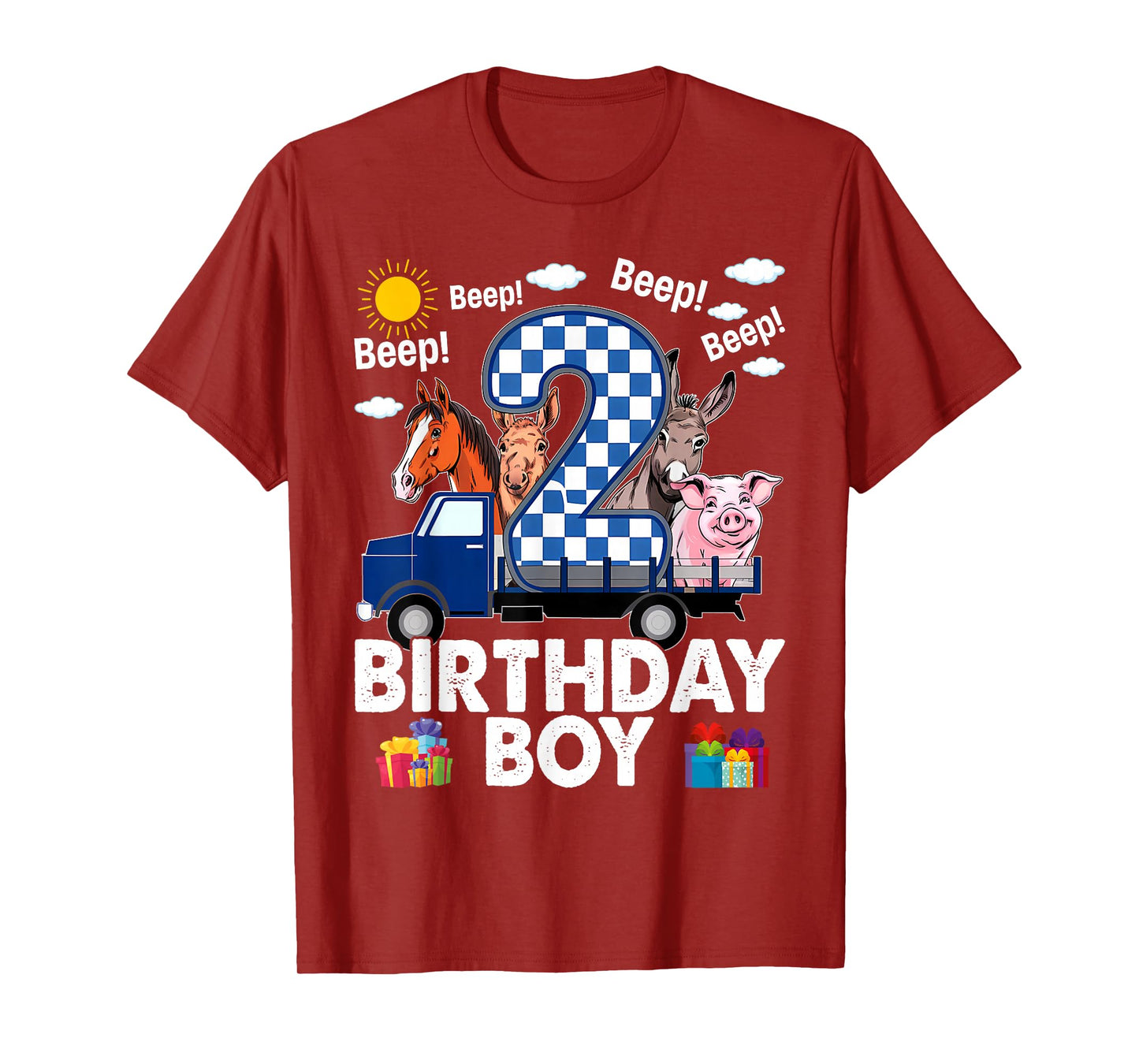 2nd Birthday Boy Little Blue Truck Two Year Old Birthday T-Shirt
