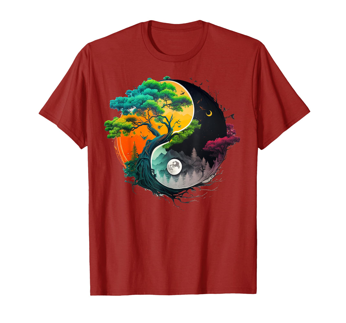 Nature Taoism Yin Yang Symbol on Zen Taijitu Yin Yang T-Shirt