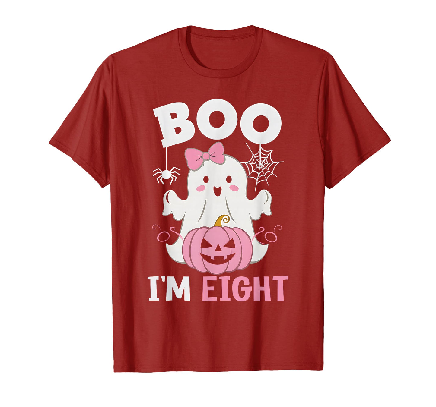 Ghost Boo I'm Eight Year 8th Birthday Girls Halloween Groovy T-Shirt