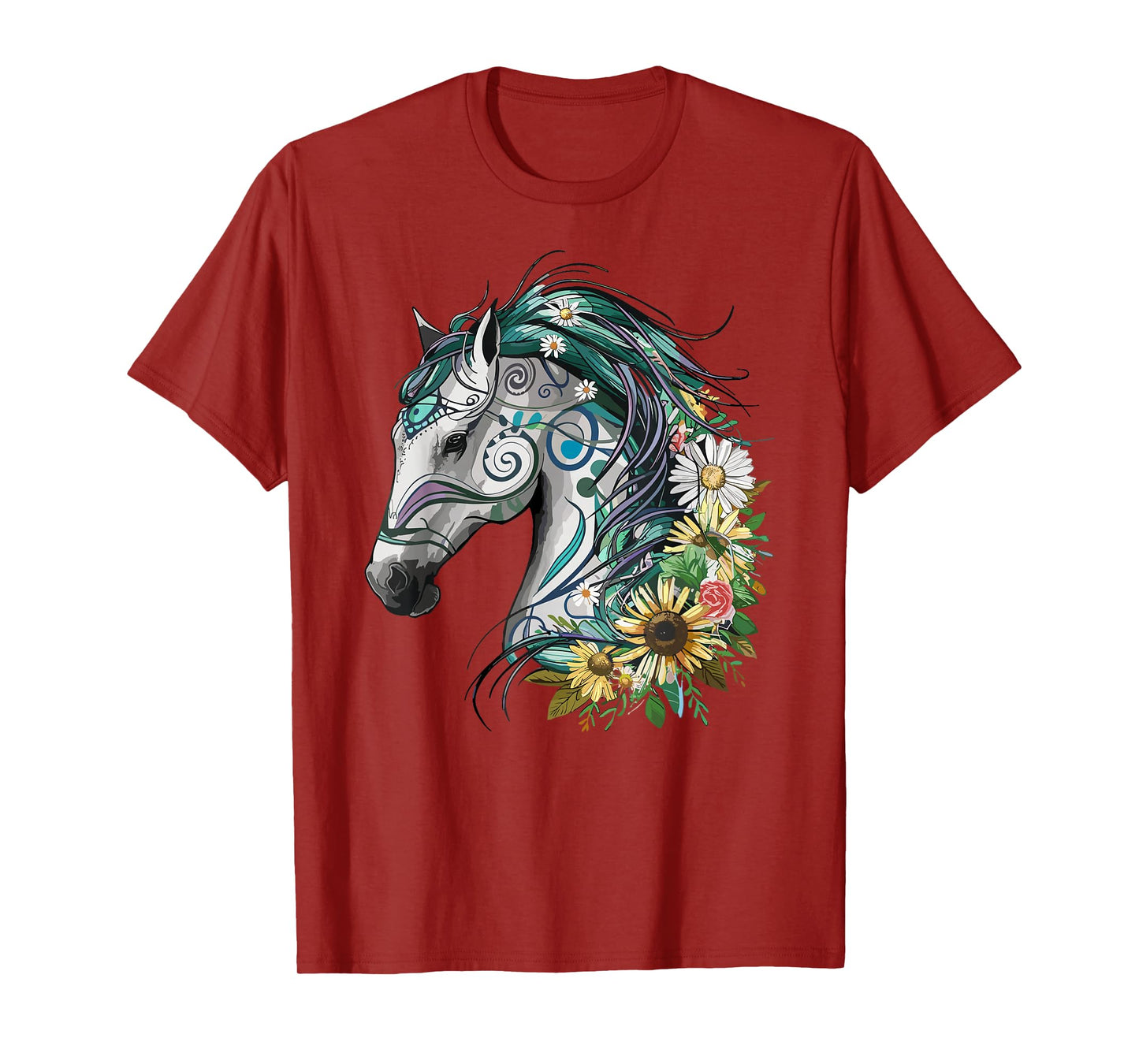 Horse Girl Beautiful Sunflower Horses Riding T-Shirt