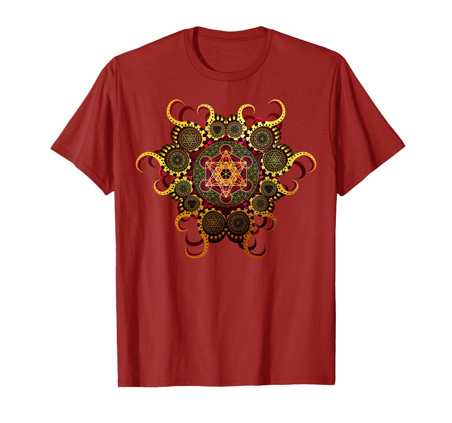 Gold Organic Merkaba Sacred Geometry Psychedelic Symmetry T-Shirt