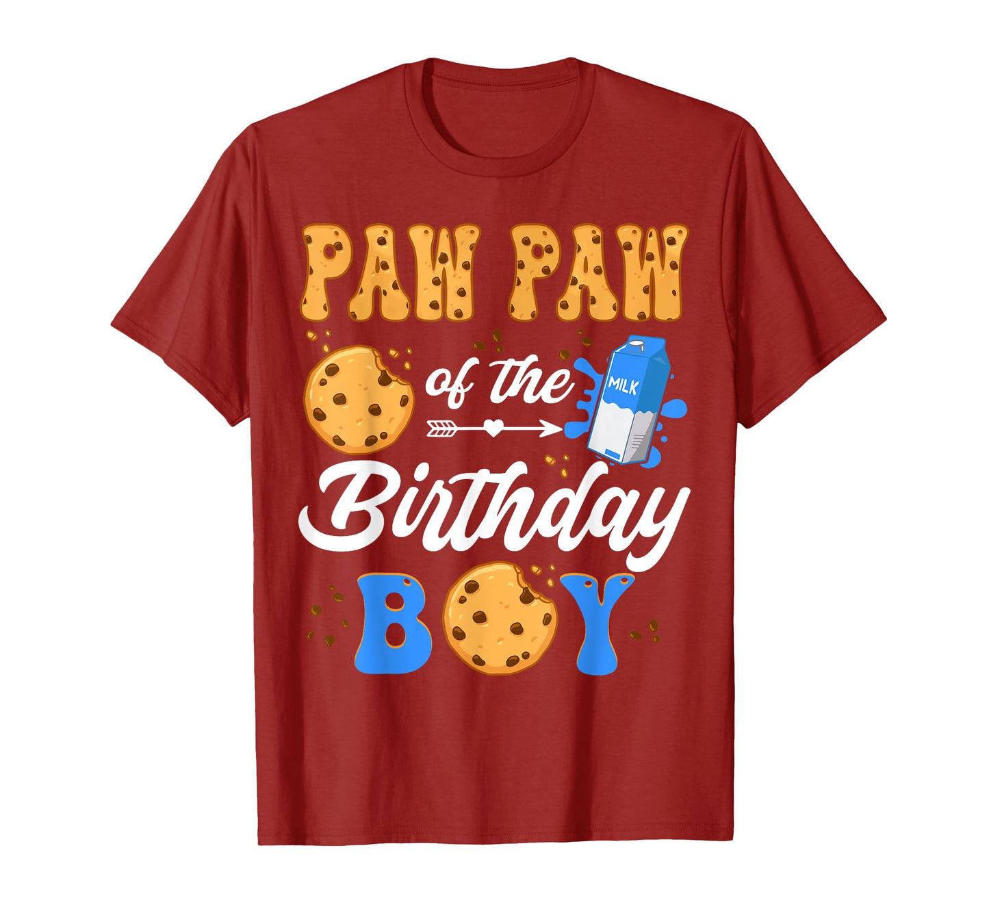 Paw Paw Of The Birthday Boy Milk And Cookies 1St Birthday T-Shirt