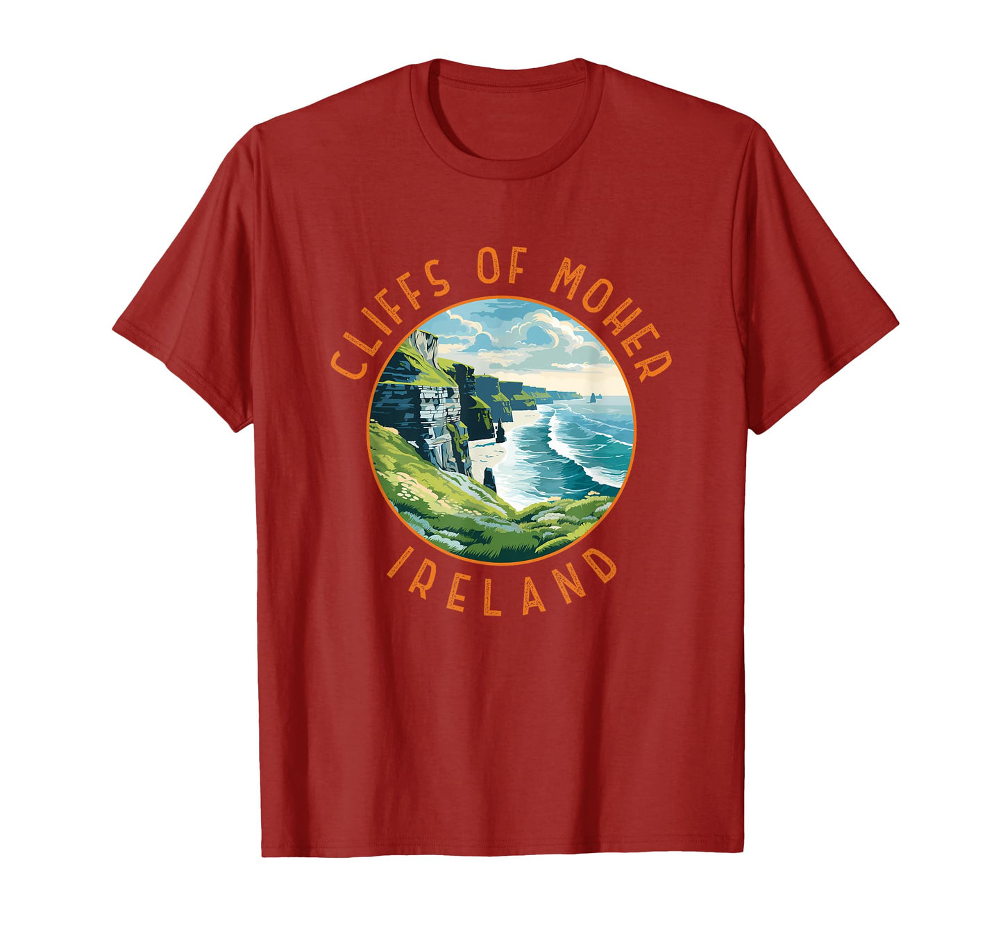 Cliffs of Moher Ireland Retro Distressed Circle T-Shirt