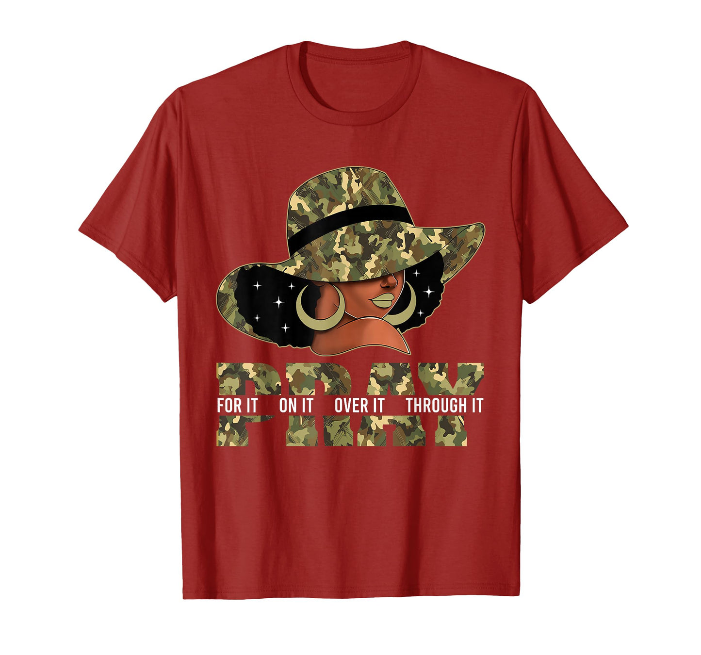 Pray On It Pray Over It Black Woman Afro Christian Sayings T-Shirt