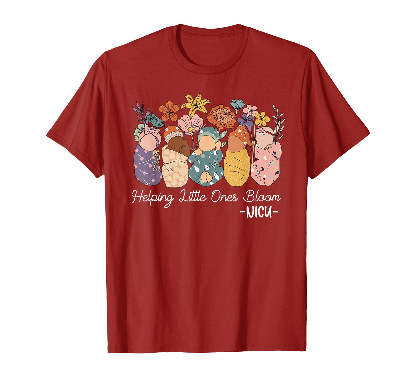Retro Groovy Helping Little Ones Bloom NICU Nurse T-Shirt