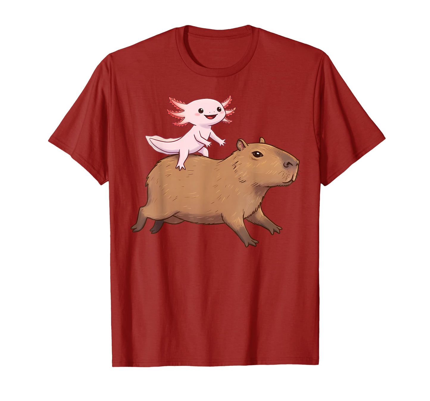 Funny Kawaii Axolotl and Capybara Lover Kids Girls Men Women T-Shirt