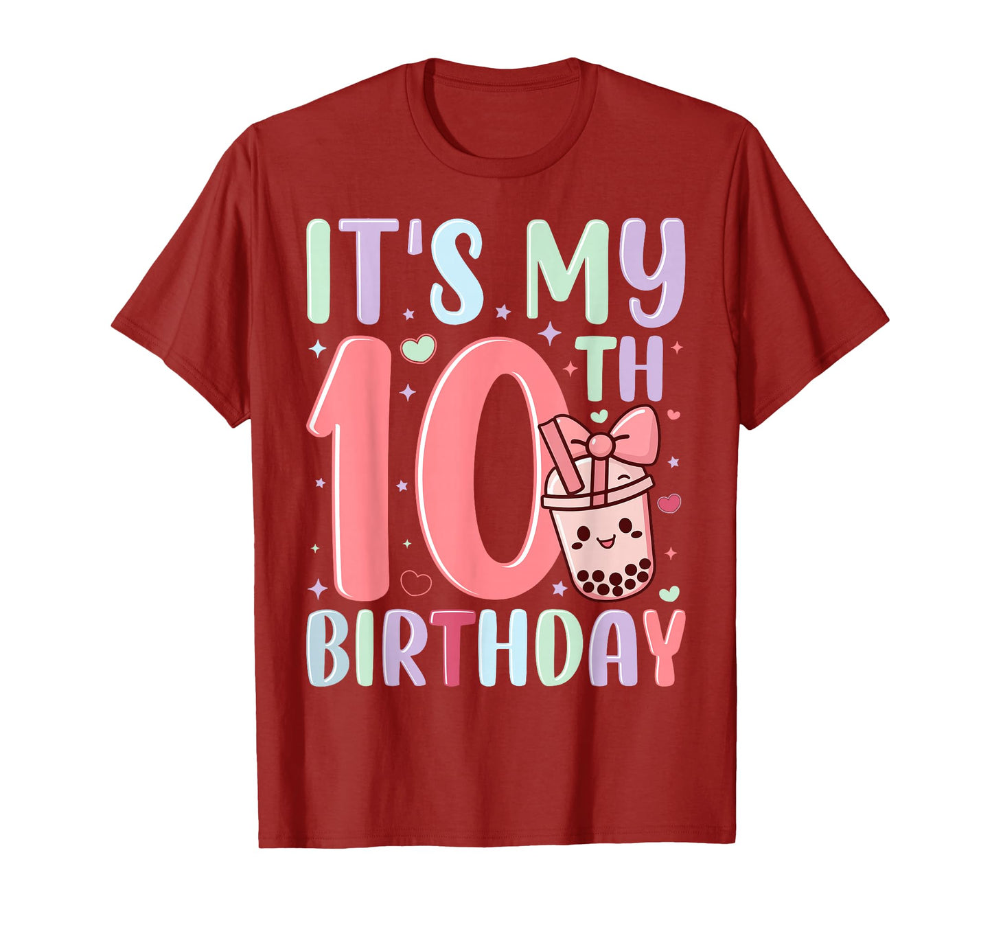 It's My 10th Birthday Bubble Boba Tea Party 10 Year Old Girl T-Shirt
