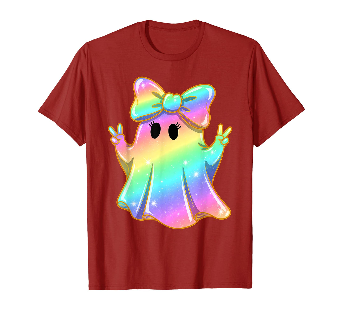 Cute Rainbow Ghost Peace Funny Halloween Kids Girls T-Shirt