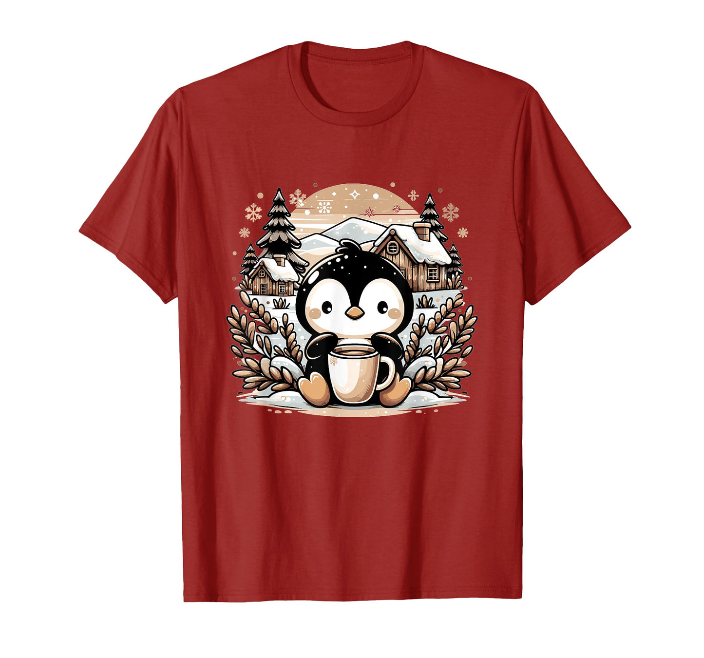 Penguin Coffee Winter Christmas Cute Funny Penguin T-Shirt