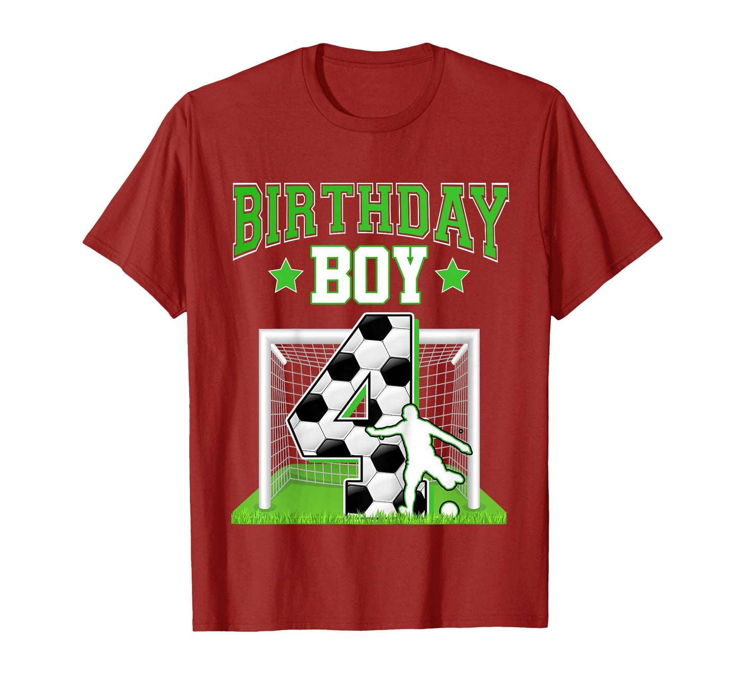 Kids Soccer Ball 4th Birthday Boy 4 Year Old Baller Player Party T-Shirt