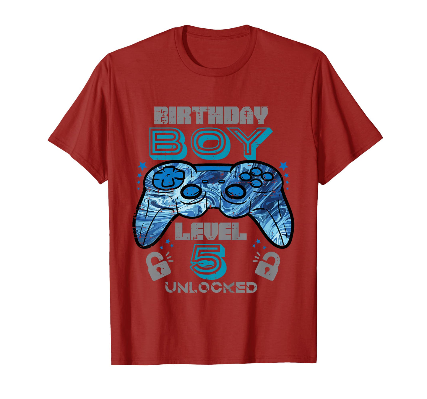 Kids 5th Birthday Gamer Level 5 Unlocked Video Gaming Bday Boys T-Shirt