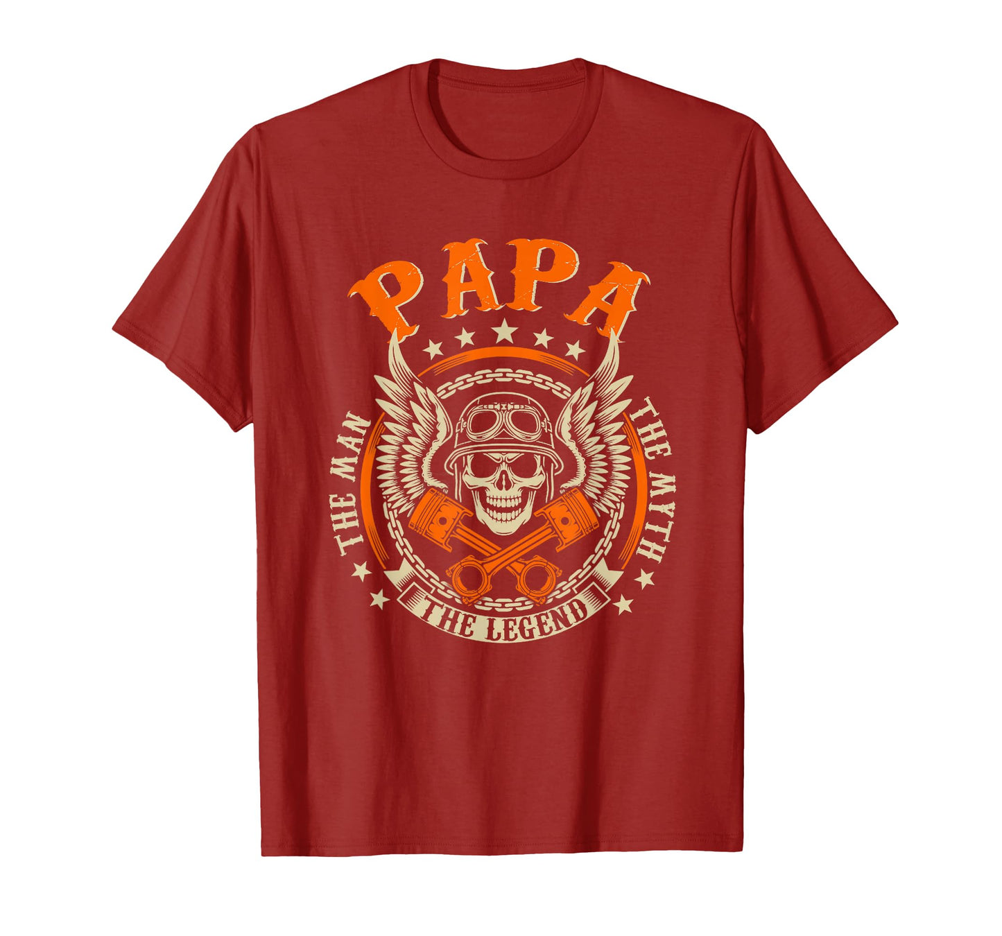 Vintage Biker Papa Motorcycles Biker For Fathers Day Mens T-Shirt