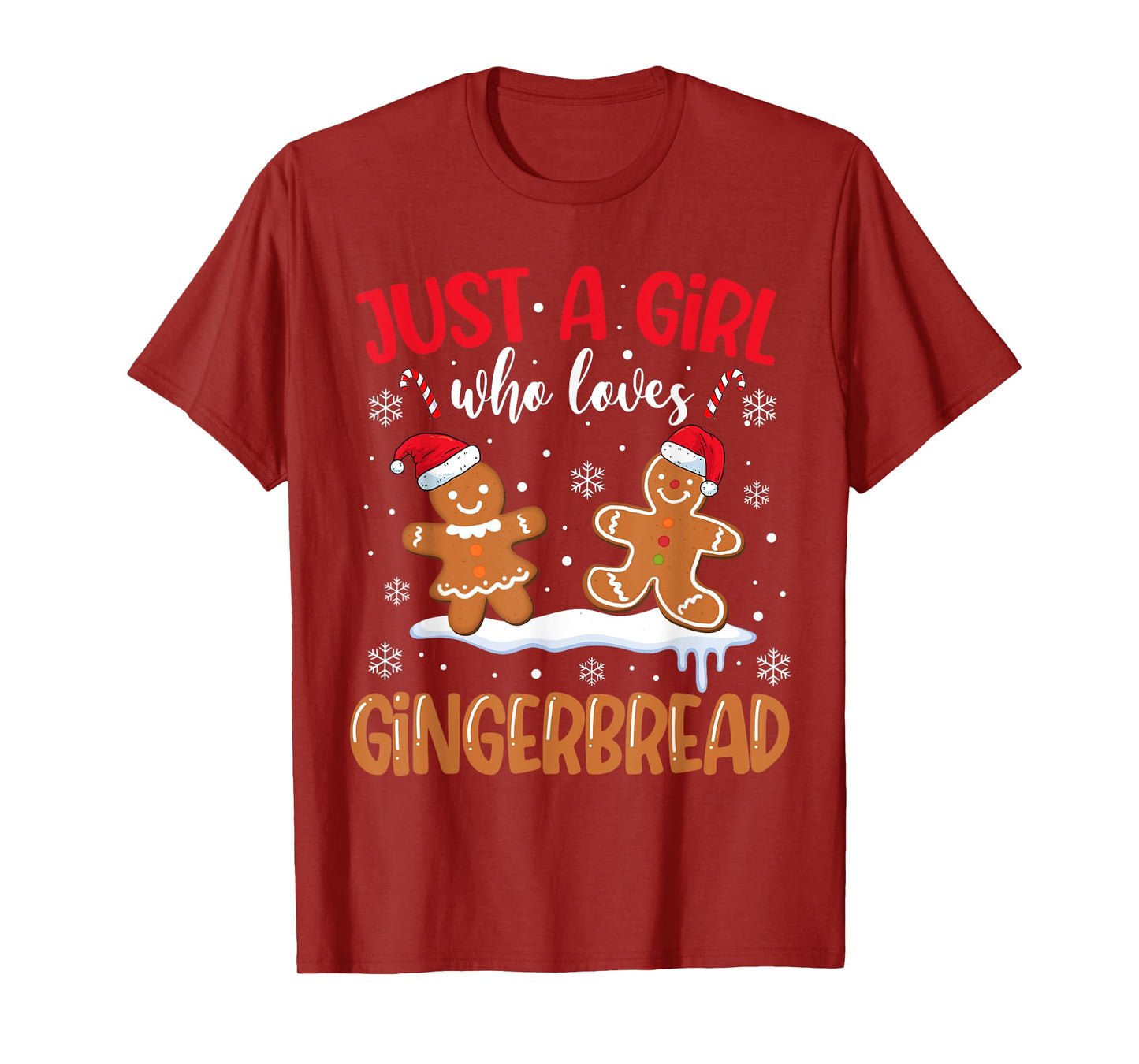 Just A Girl Who Loves Gingerbread Man Christmas Xmas Pajamas T-Shirt