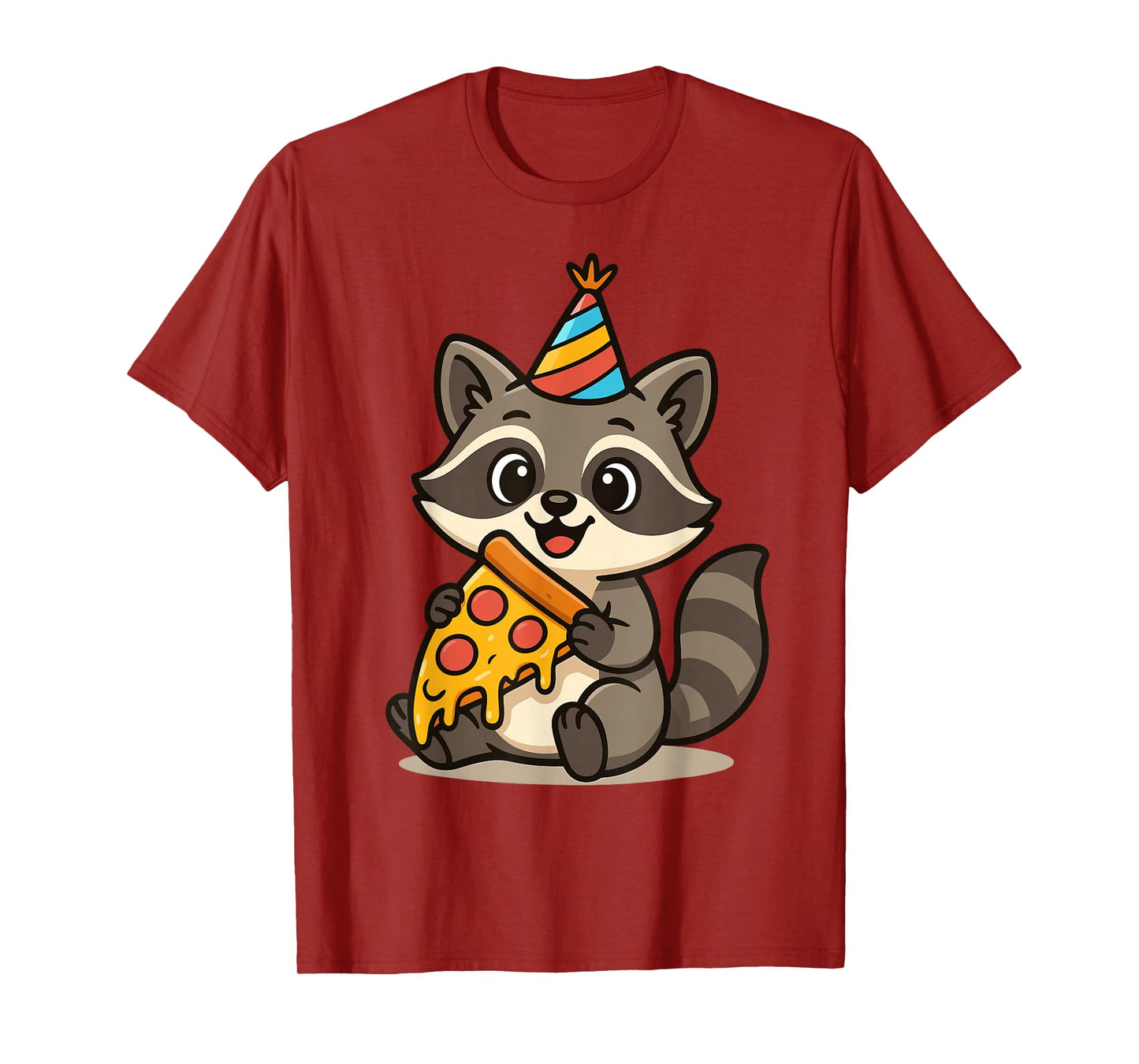 Birthday Raccoon Pizza Cute Kawaii Kids Birthday Party T-Shirt