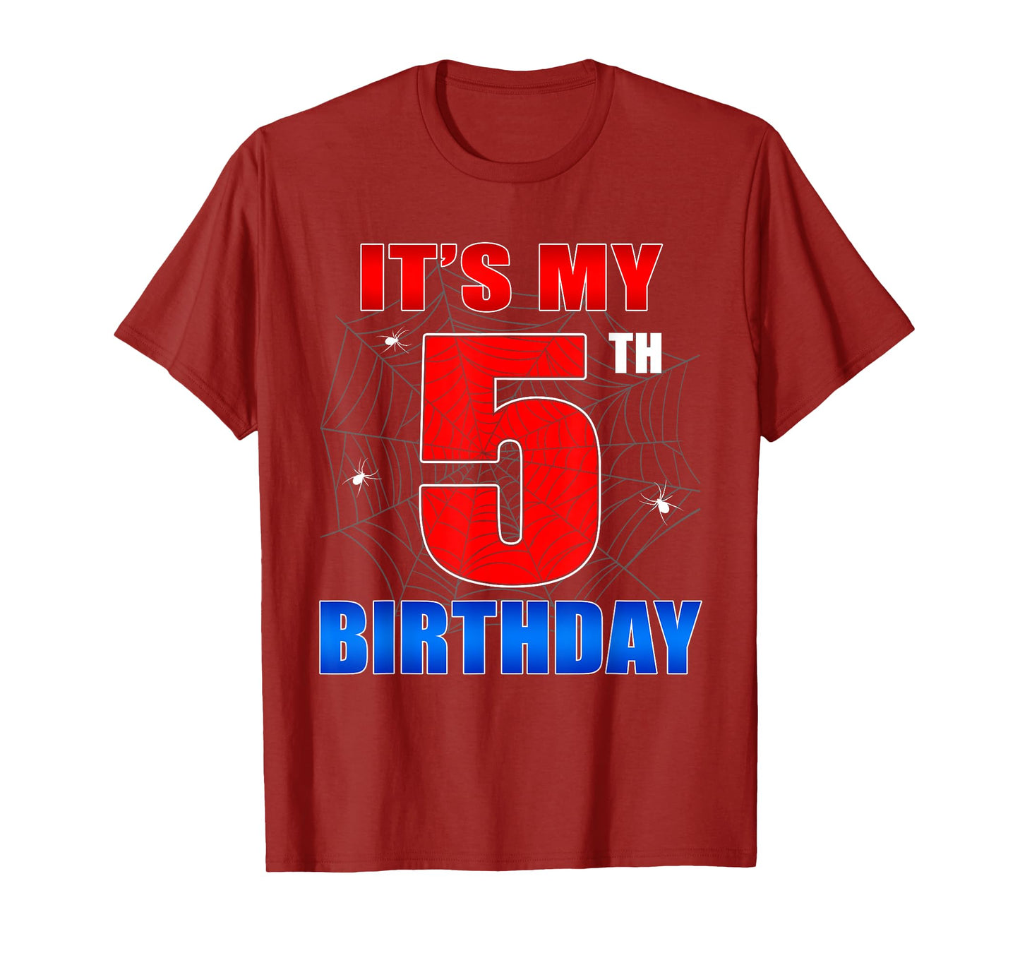 Spider Web Five 5 Years Old It's My 5th Birthday Boy Party T-Shirt