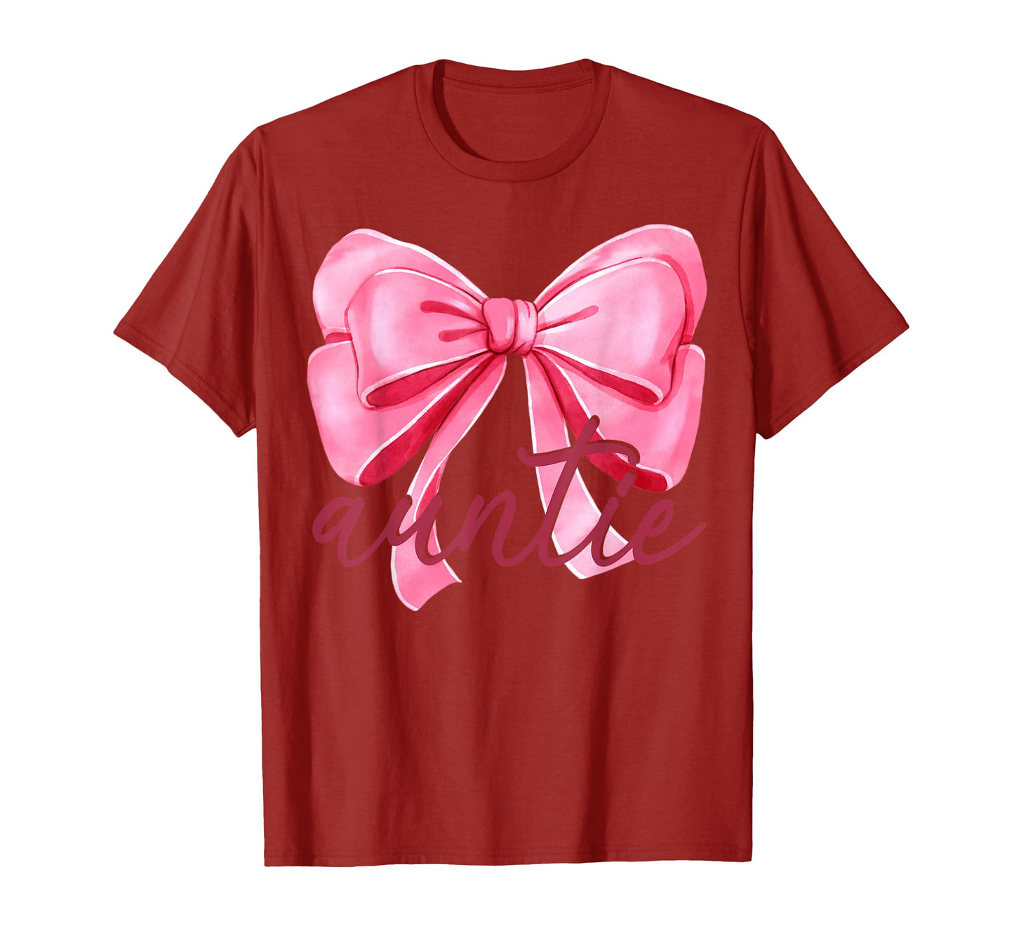 Auntie Pink Bow Birthday Baby Shower Family Pink Ribbon T-Shirt