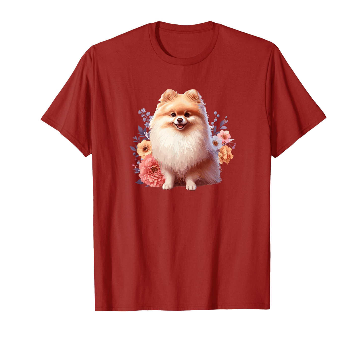 Cute Funny Flowers Floral Womens Pomeranian Lover T-Shirt