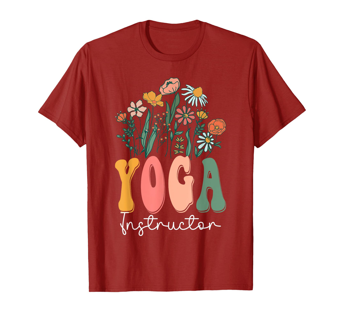 Retro Groovy floral Yoga Instructor Wildflower Tees For T-Shirt