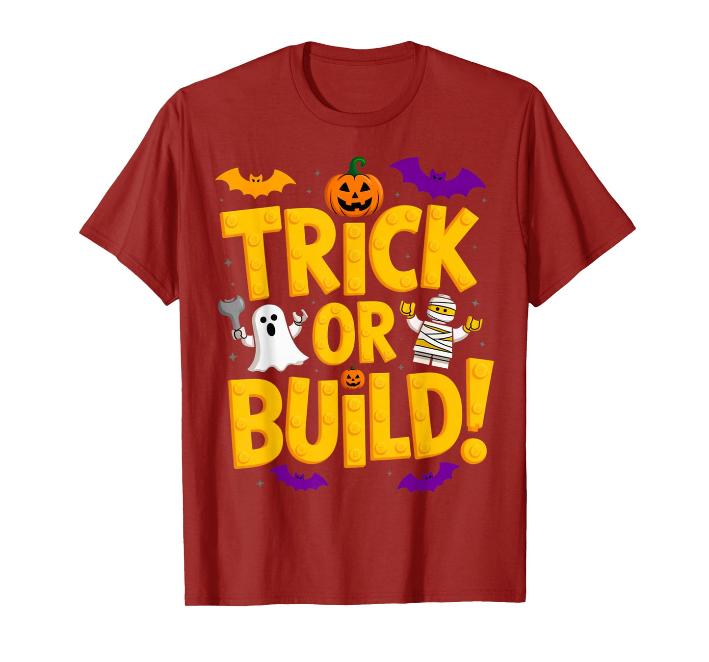 Halloween Costume Master Builder Bricks Blocks Building Kids T-Shirt