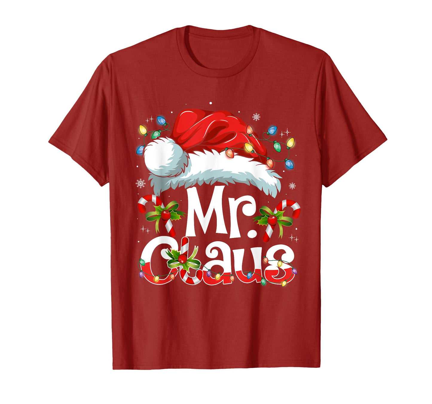 Mr and Mrs Claus Couples Matching Christmas Pajamas Santa T-Shirt