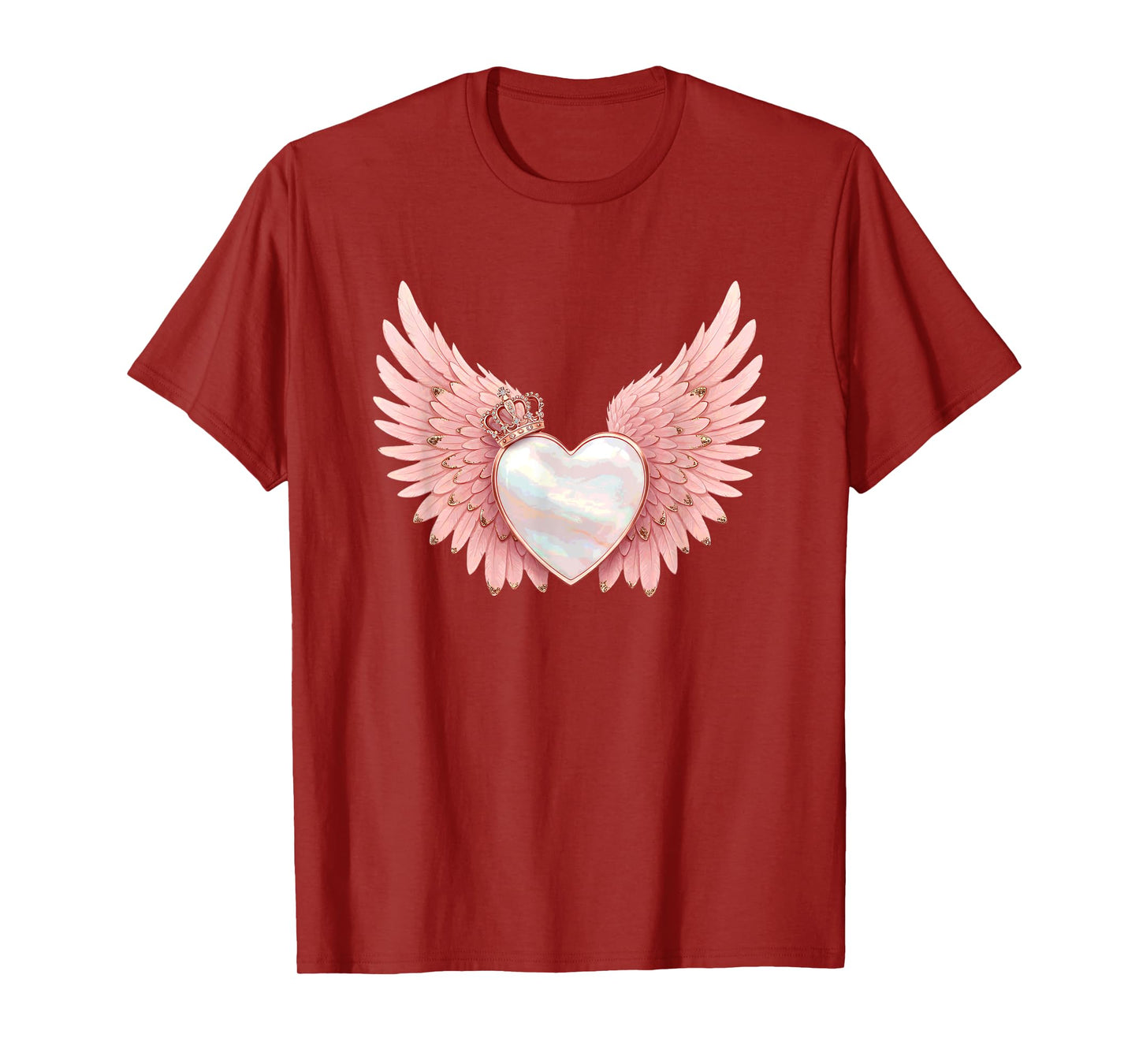 Angel Heart with Crown and Pink Wings T-Shirt