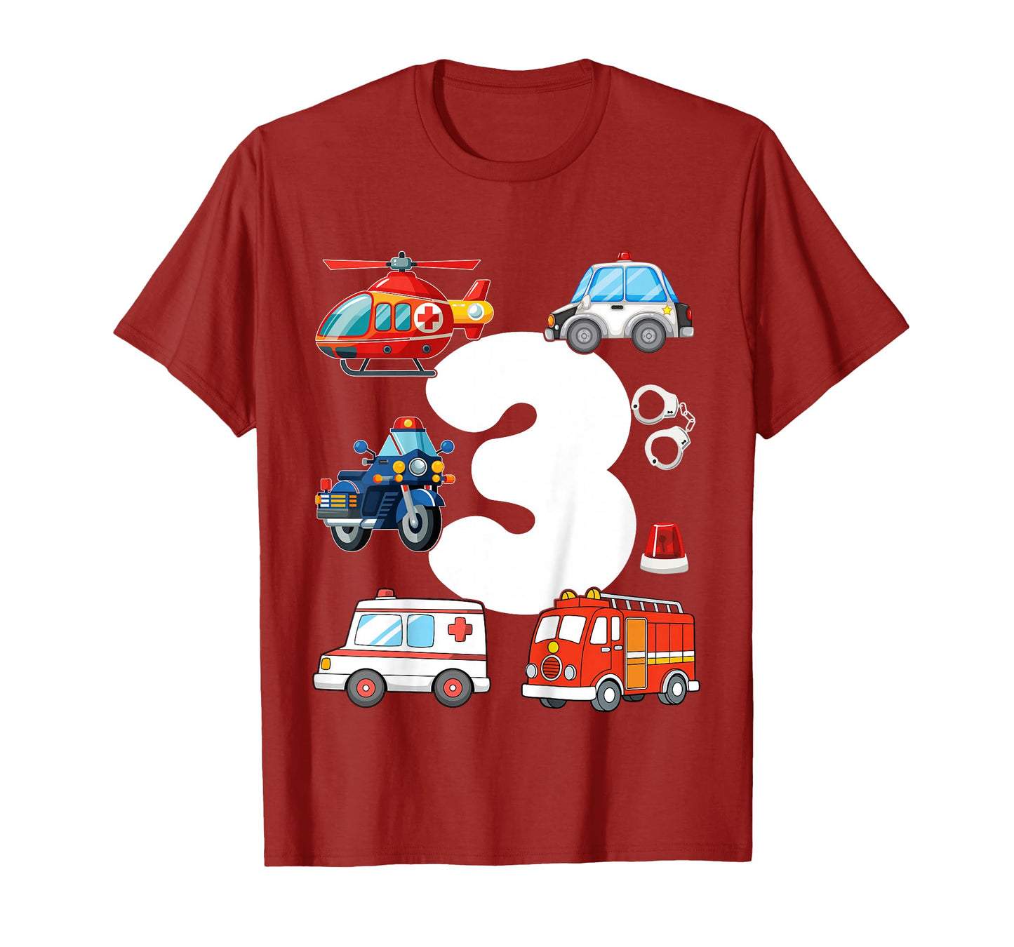 Police Car Rescue Vehicle Kids 3 Years Old 3rd Birthday T-Shirt