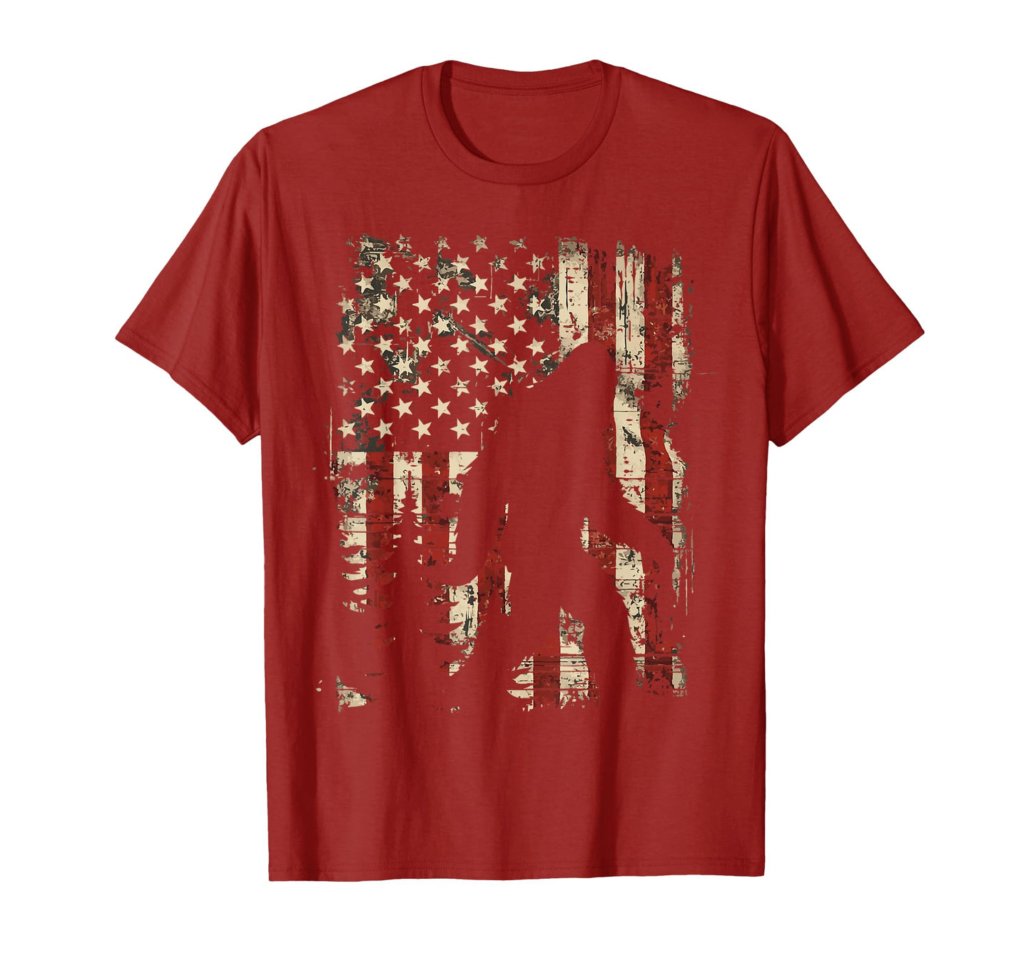 Bigfoot Sasquatch America Flag Patriotic Men Women Kids T-Shirt