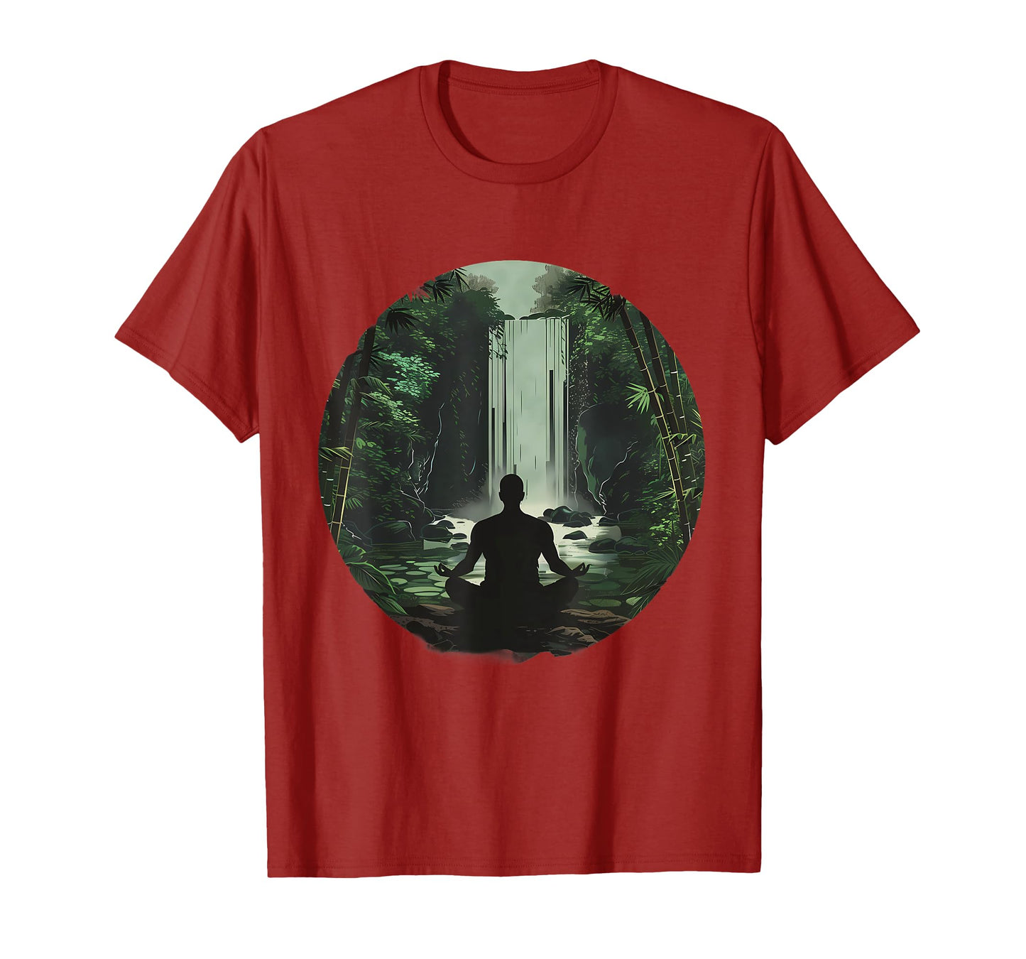 Meditation Zen Buddha Waterfall Buddhist Hindu Yoga Nature T-Shirt