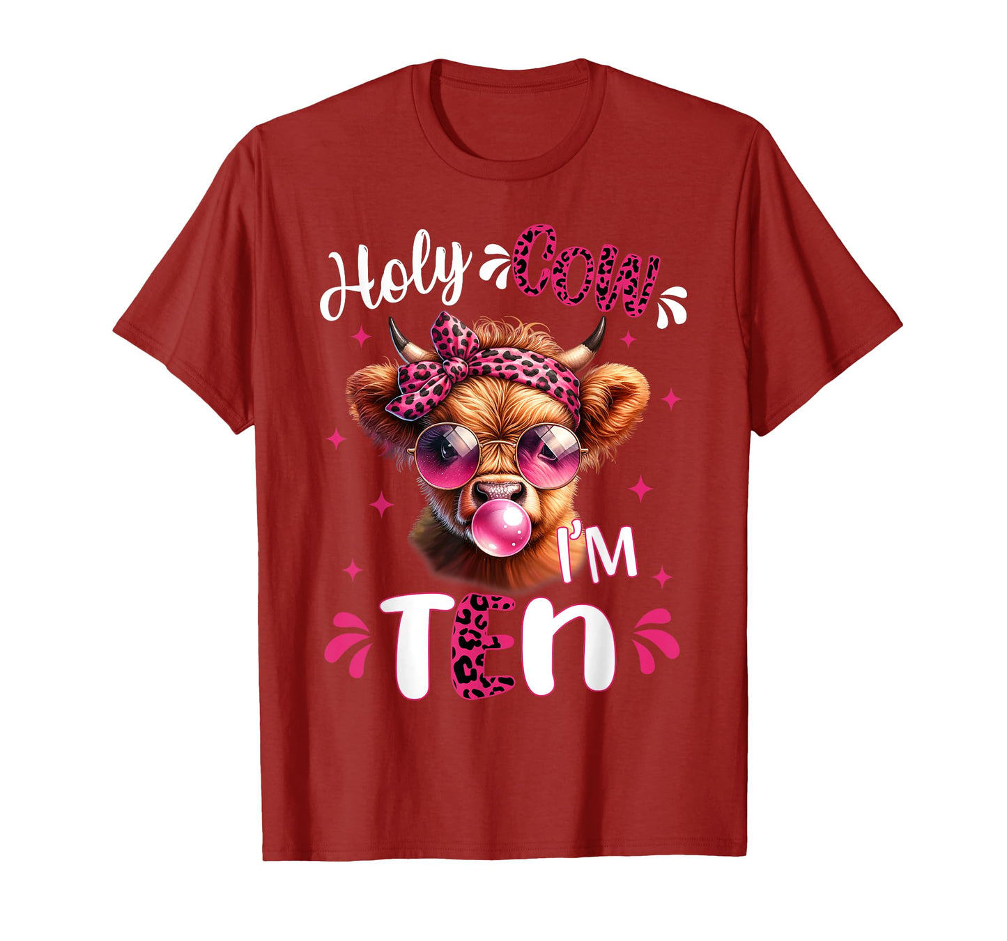 I'm Ten Years Old Girl It's My 10th Birthday Highland Cow T-Shirt