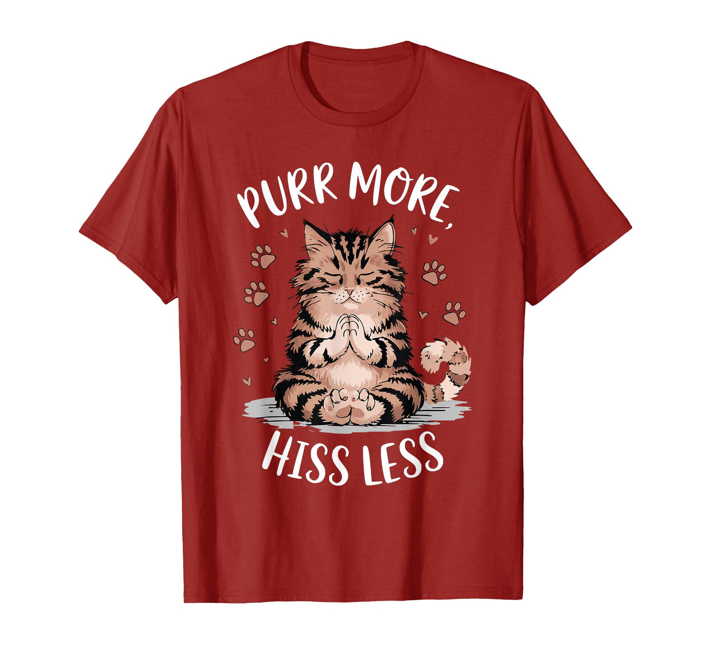 Purr More Hiss Less Yoga Cute Meditation CatTee T-Shirt