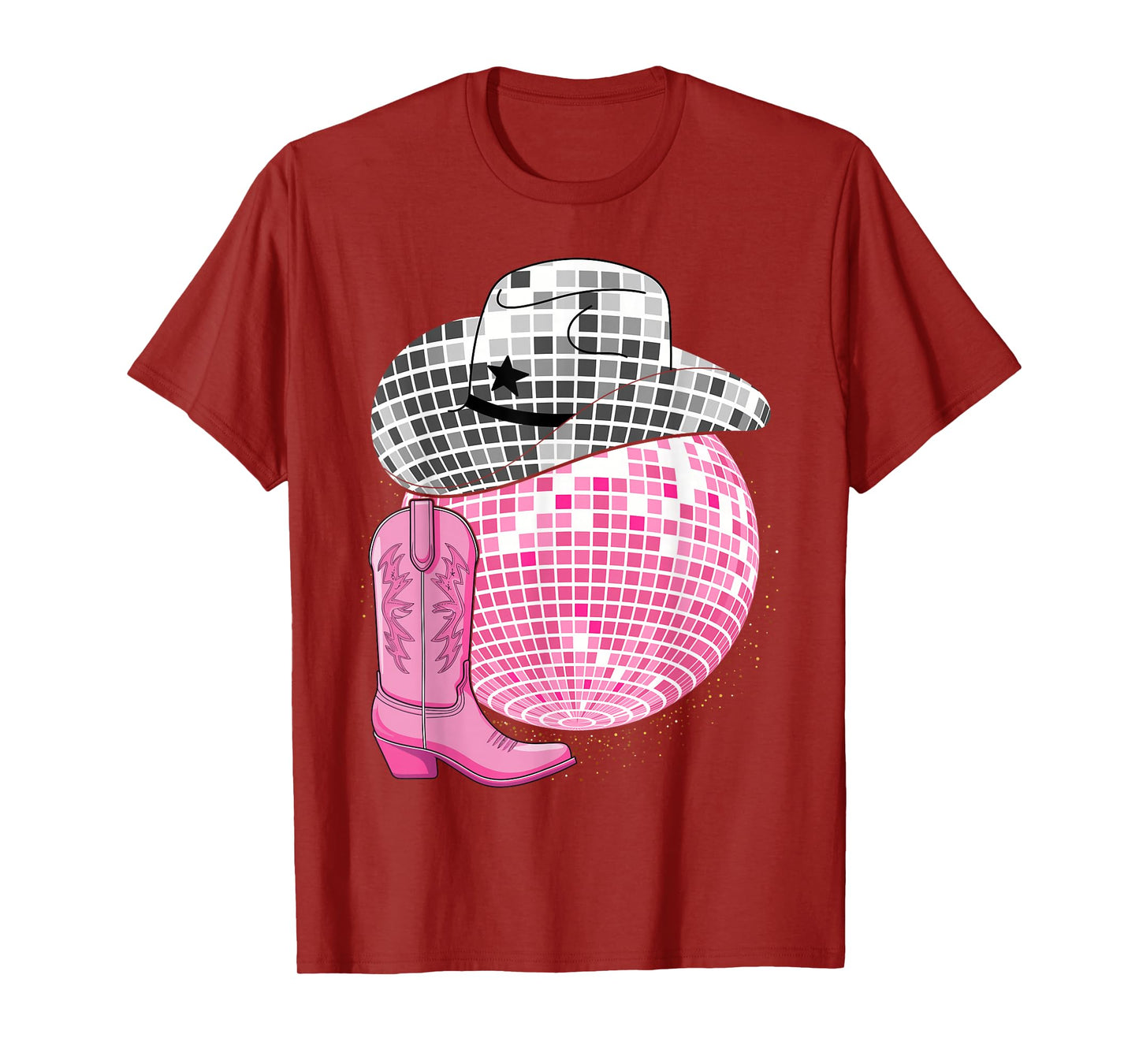 Cowgirl Pink Disco with Cowboy Hat Retro T-Shirt