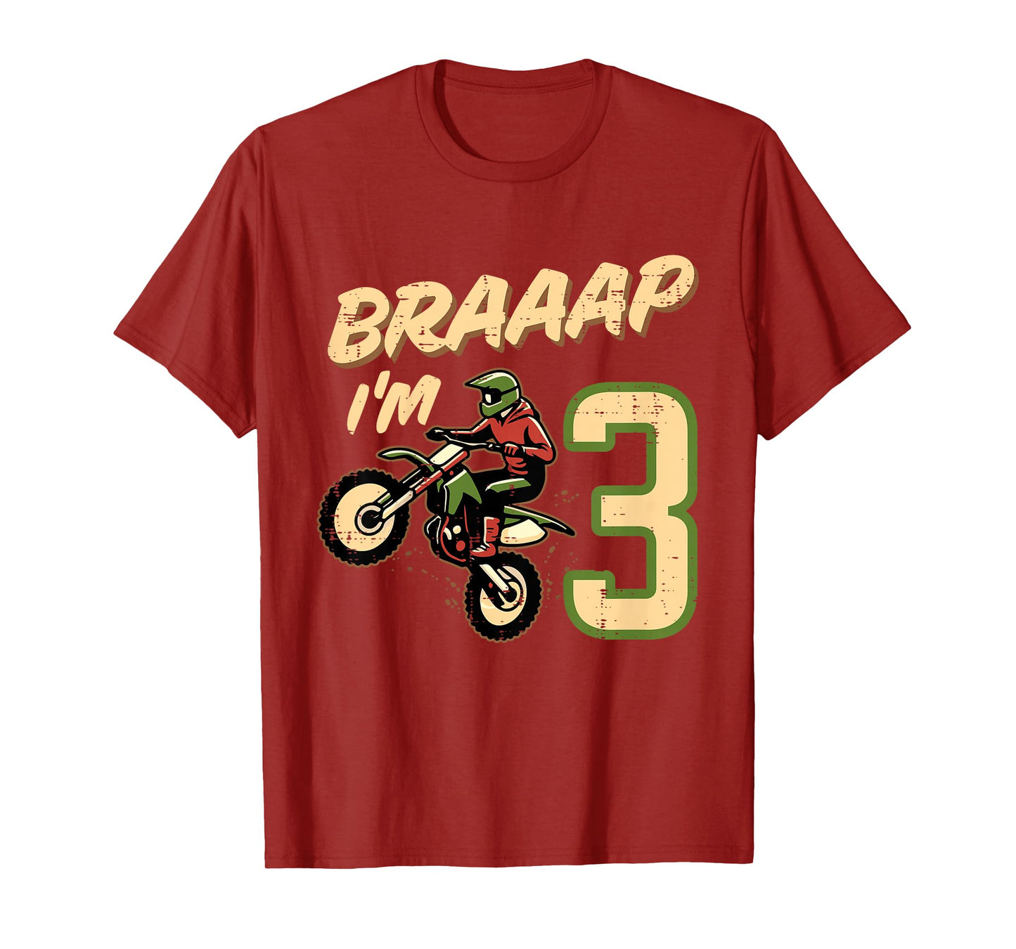 Kids Braaap Im 3 Dirt Bike 3rd Year Birthday Bday Motocross Boys T-Shirt