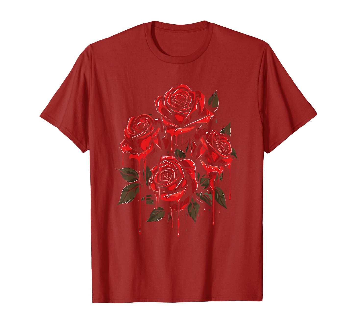 Red Rose Floral - Gothic Flower Goth Dripping Rose T-Shirt