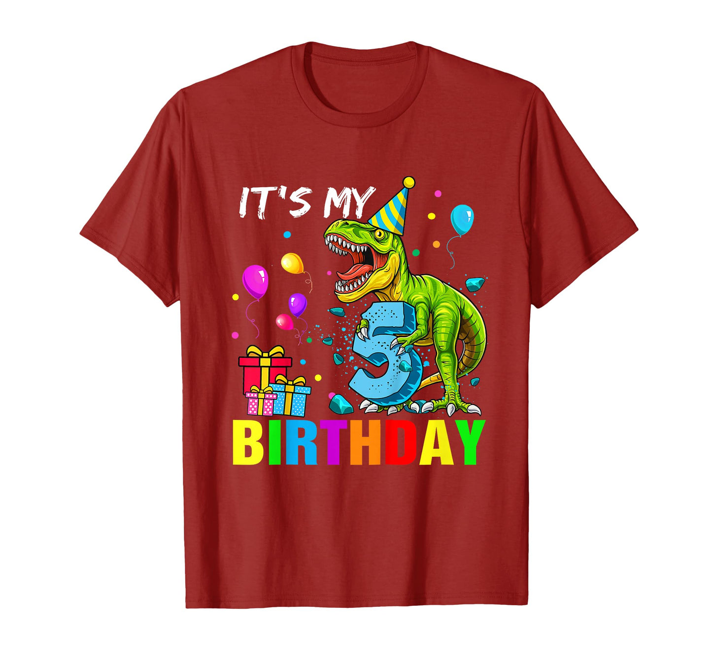It's My 5th Birthday T-Rex Happy 5 Year Dinosaur Shirt Boys T-Shirt