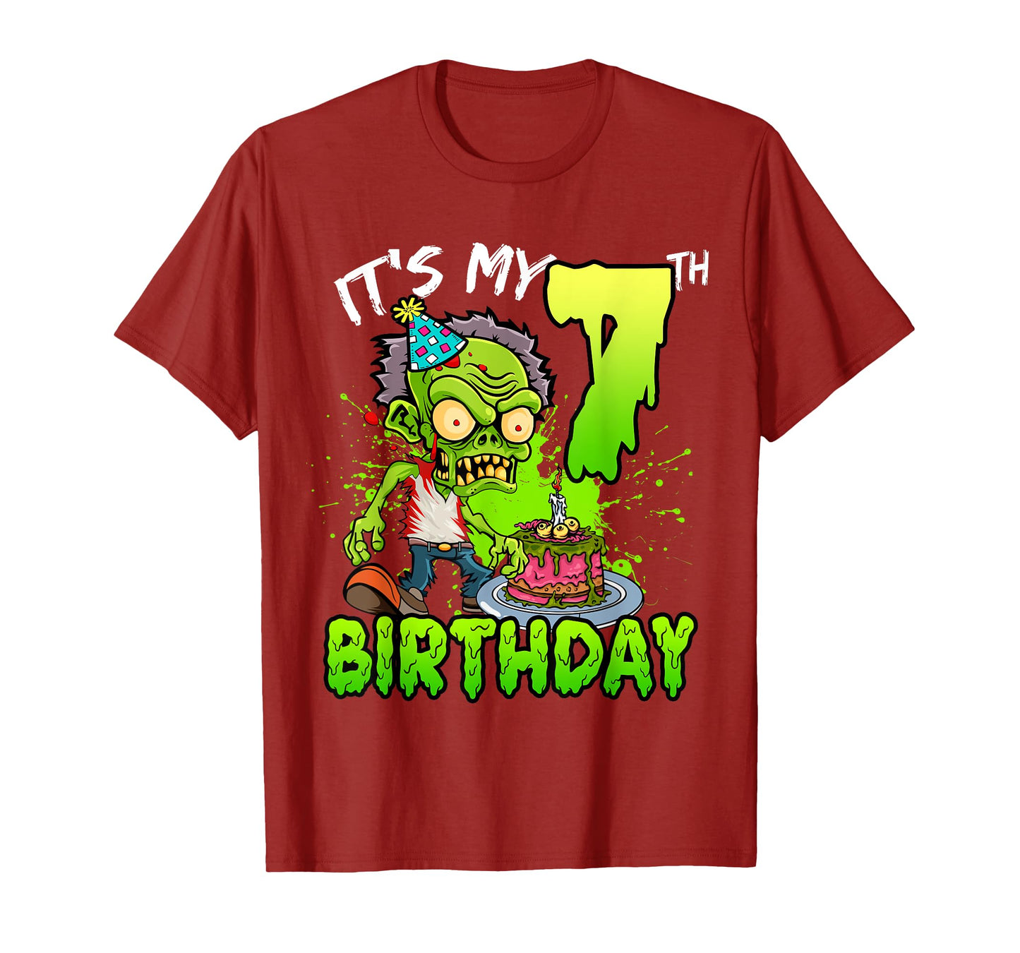 It's My 7th Birthday Zombie Lover 7 Year Old Boys Girls T-Shirt