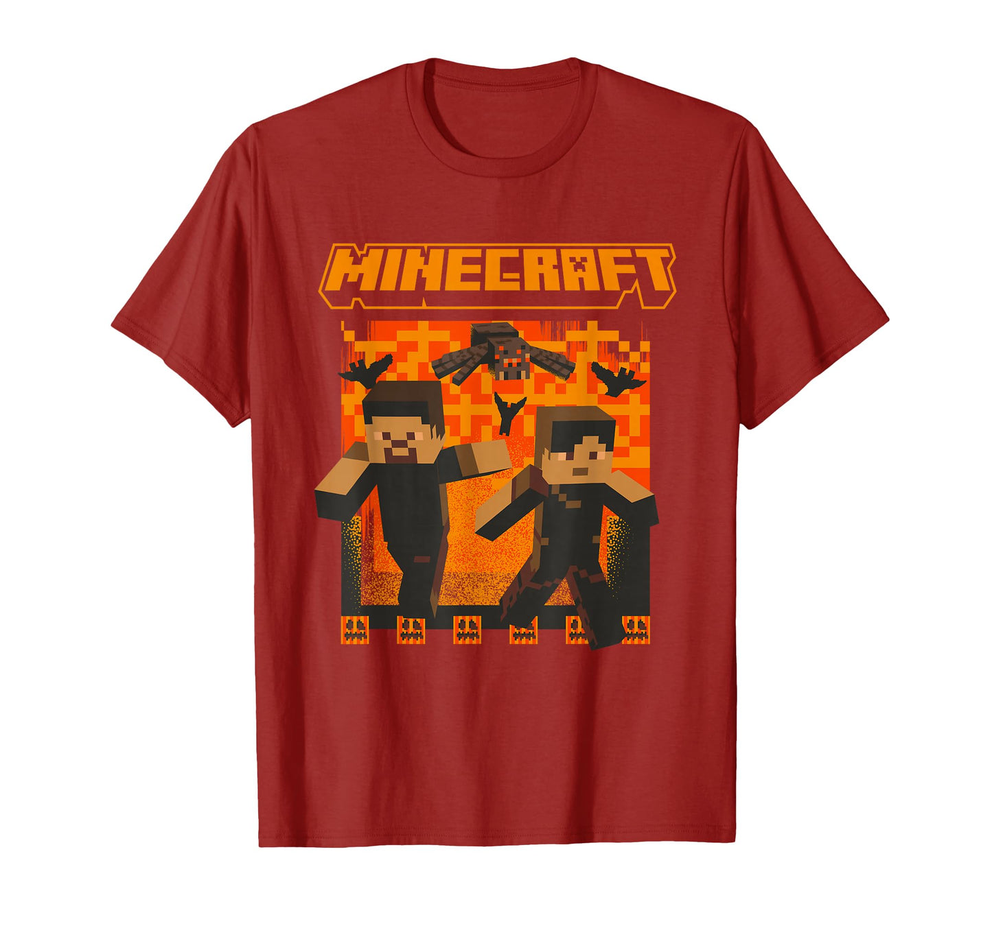 Minecraft Halloween Lava Chase With Spiders T-Shirt