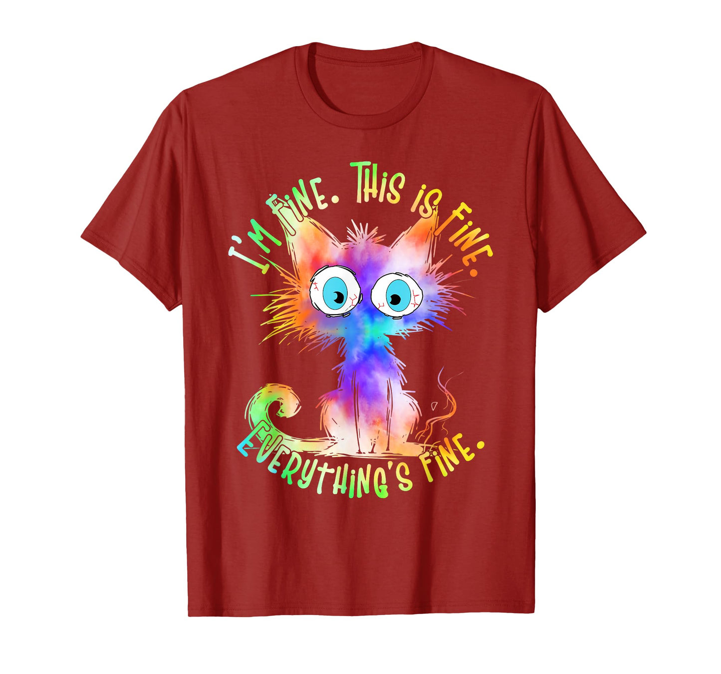Tie Dye Black Cat Its Fine Im Fine Everything Is Fine Women T-Shirt