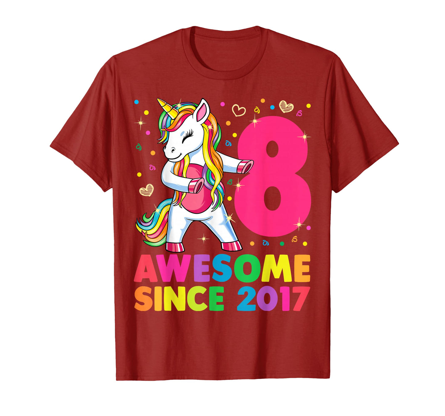 8 Years Old Unicorn Flossing 8th Birthday Girl Unicorn Party T-Shirt