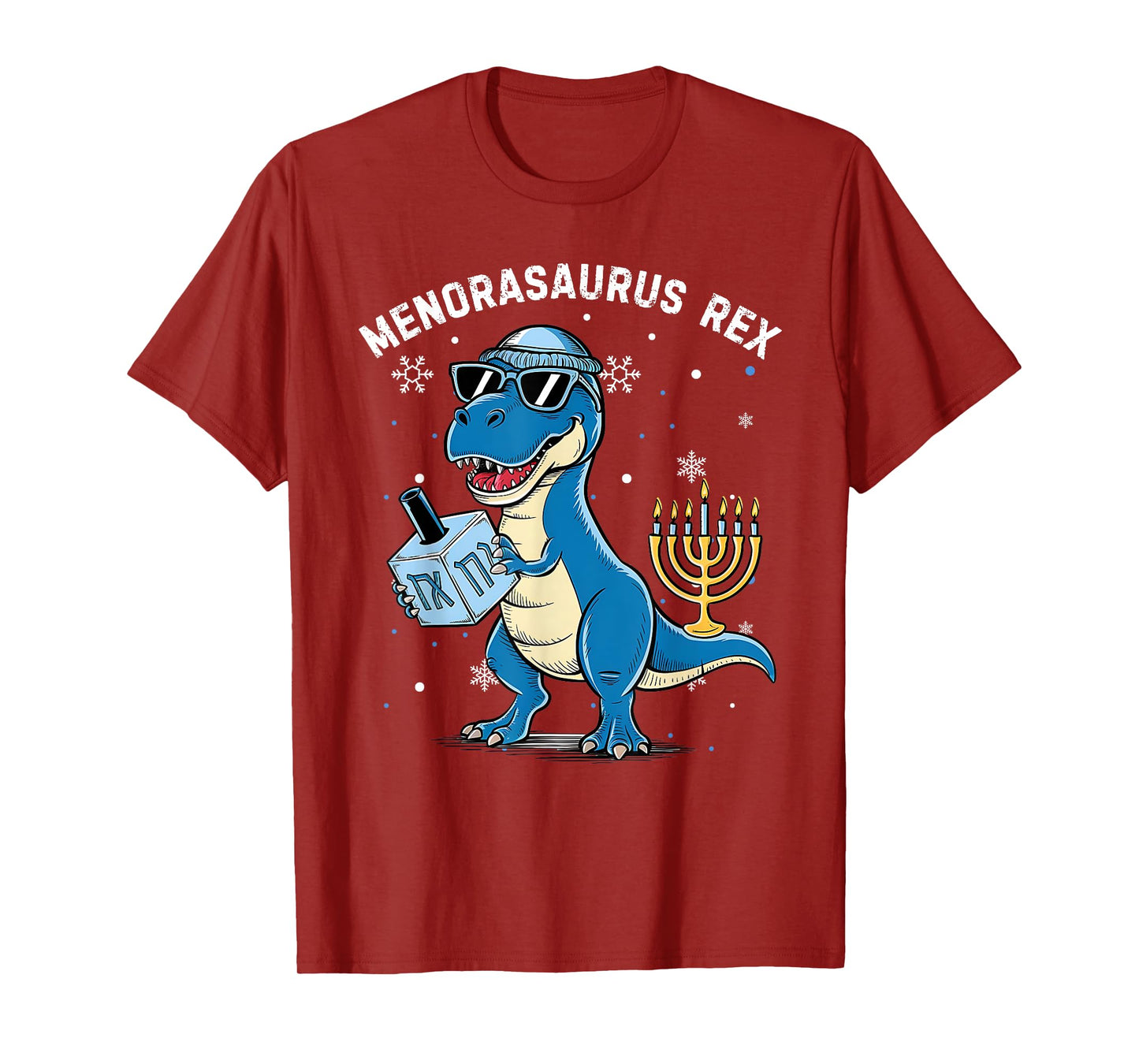 Menorasaurus Rex Hanukkah Funny Dinosaur Menorah Boys Kids T-Shirt