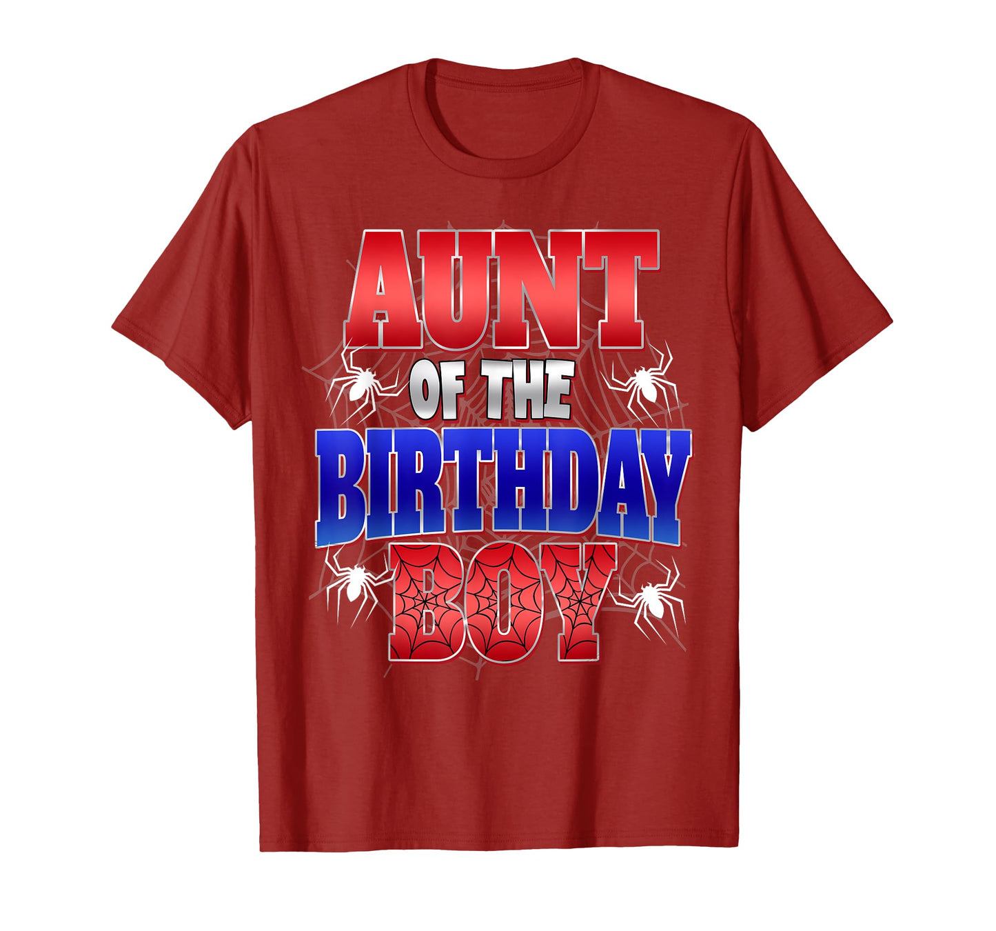 Aunt Of The Birthday Boy Costume Spider Web Birthday Party T-Shirt