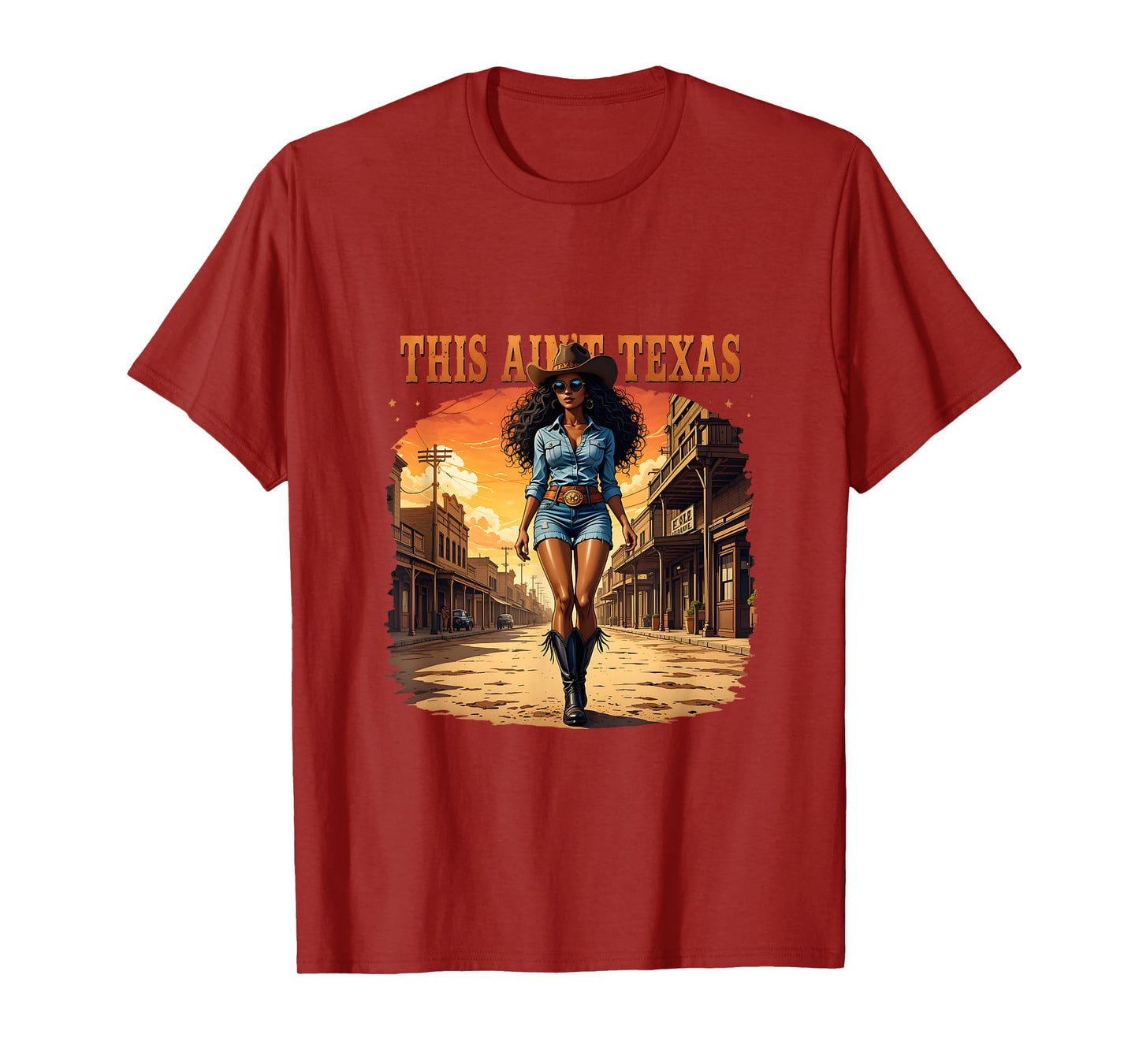 Melanin This Ain’t Texas African American Cowgirl Western T-Shirt