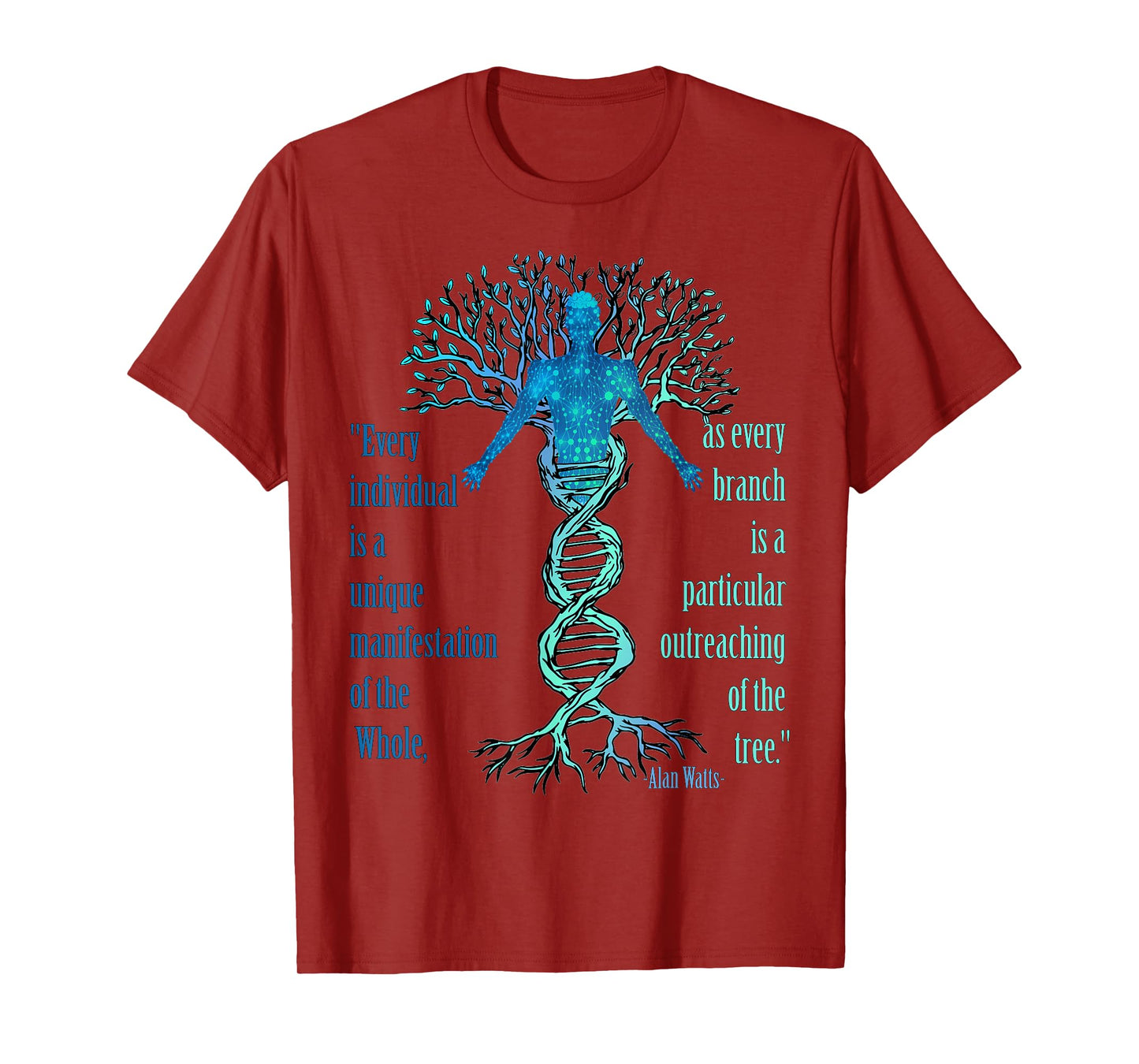 Alan Watts Best Philosophical Quotes Tree of Life DNA T-Shirt