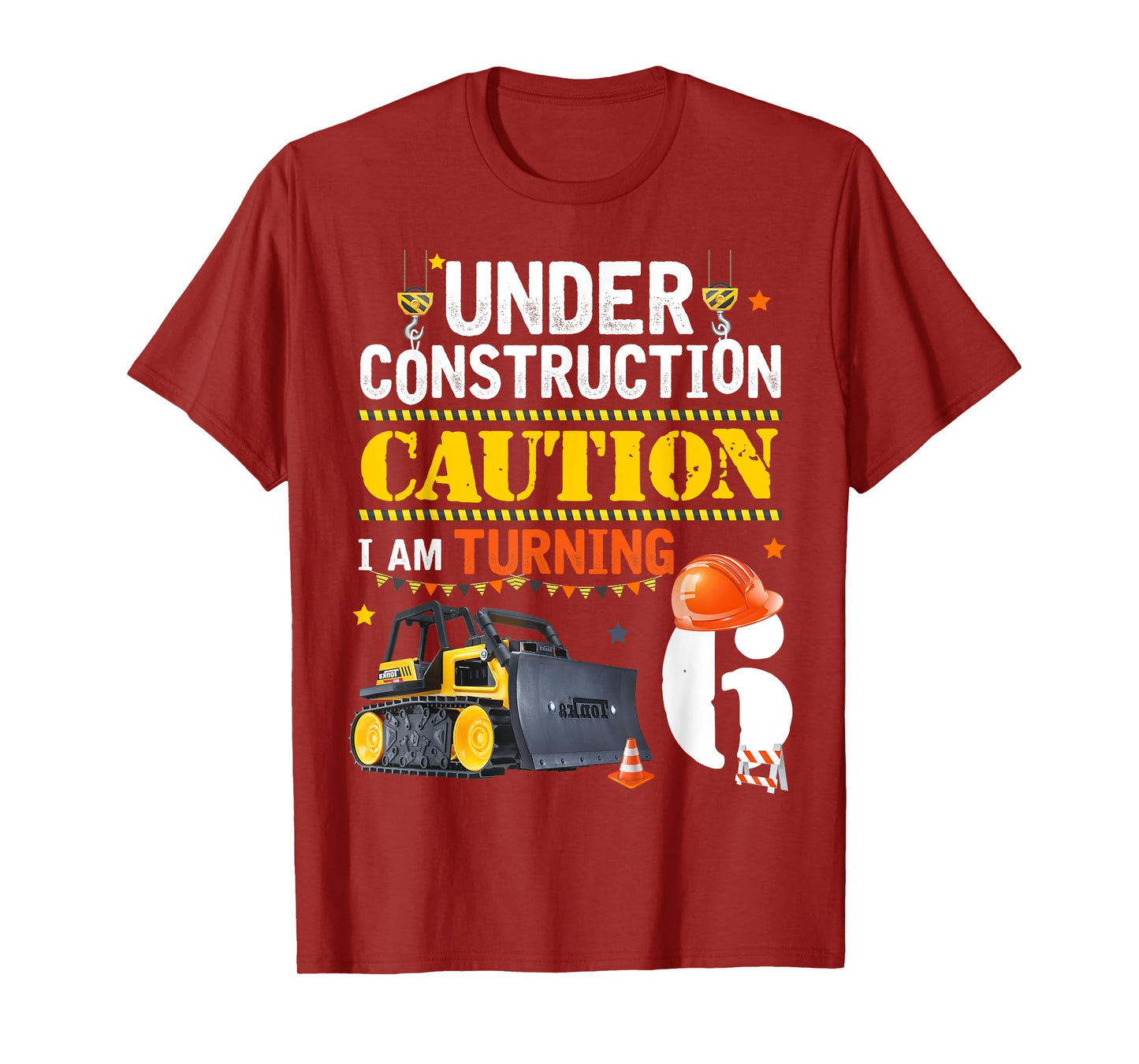 6th Birthday Under Construction Caution I am Turning 6yr old T-Shirt