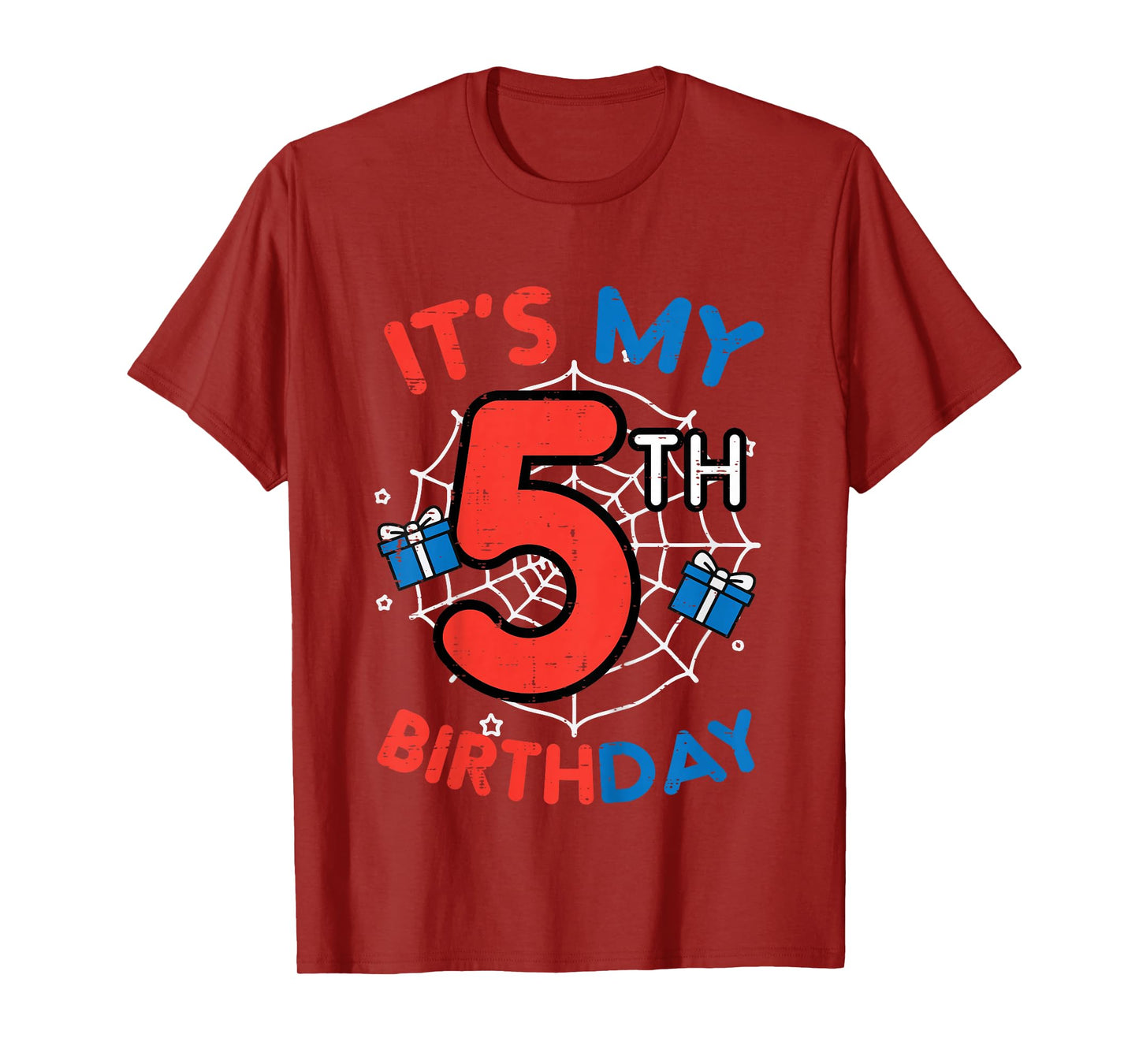 Its My 5th Birthday Spider Web 5 Year Old Bday Boys Kids T-Shirt
