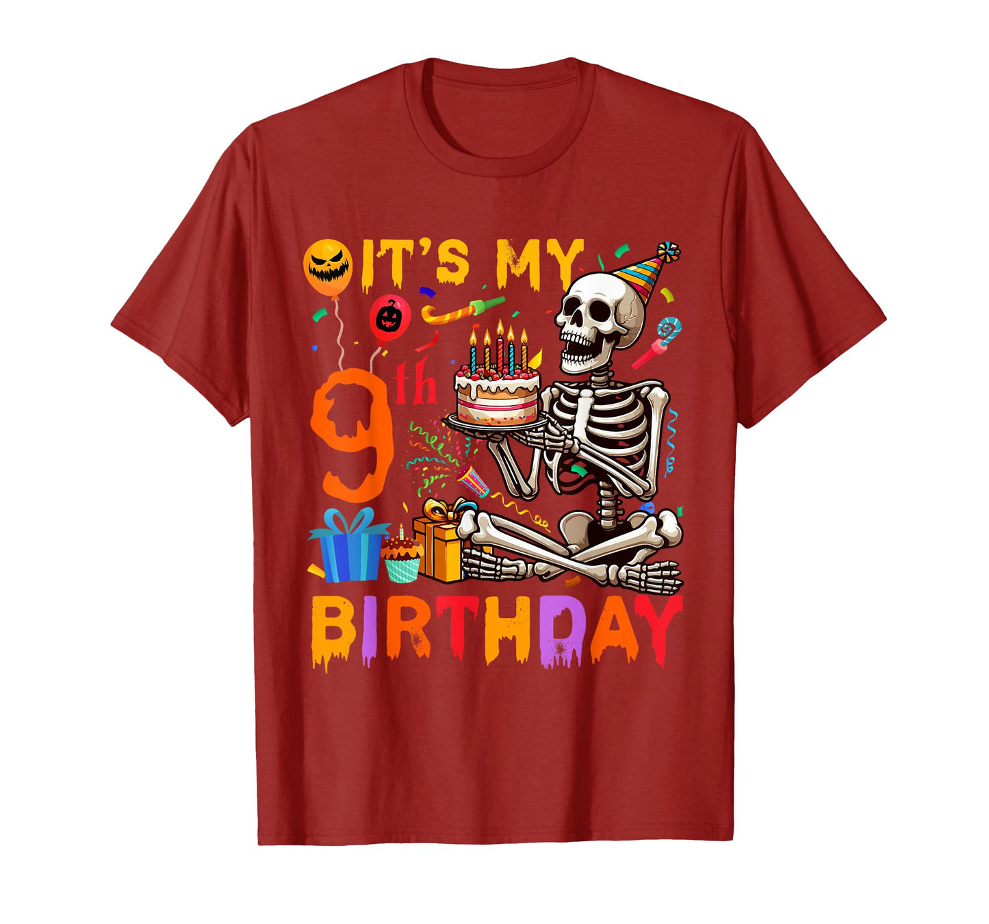 It's My 9th Birthday Halloween Skeleton Matching Party T-Shirt