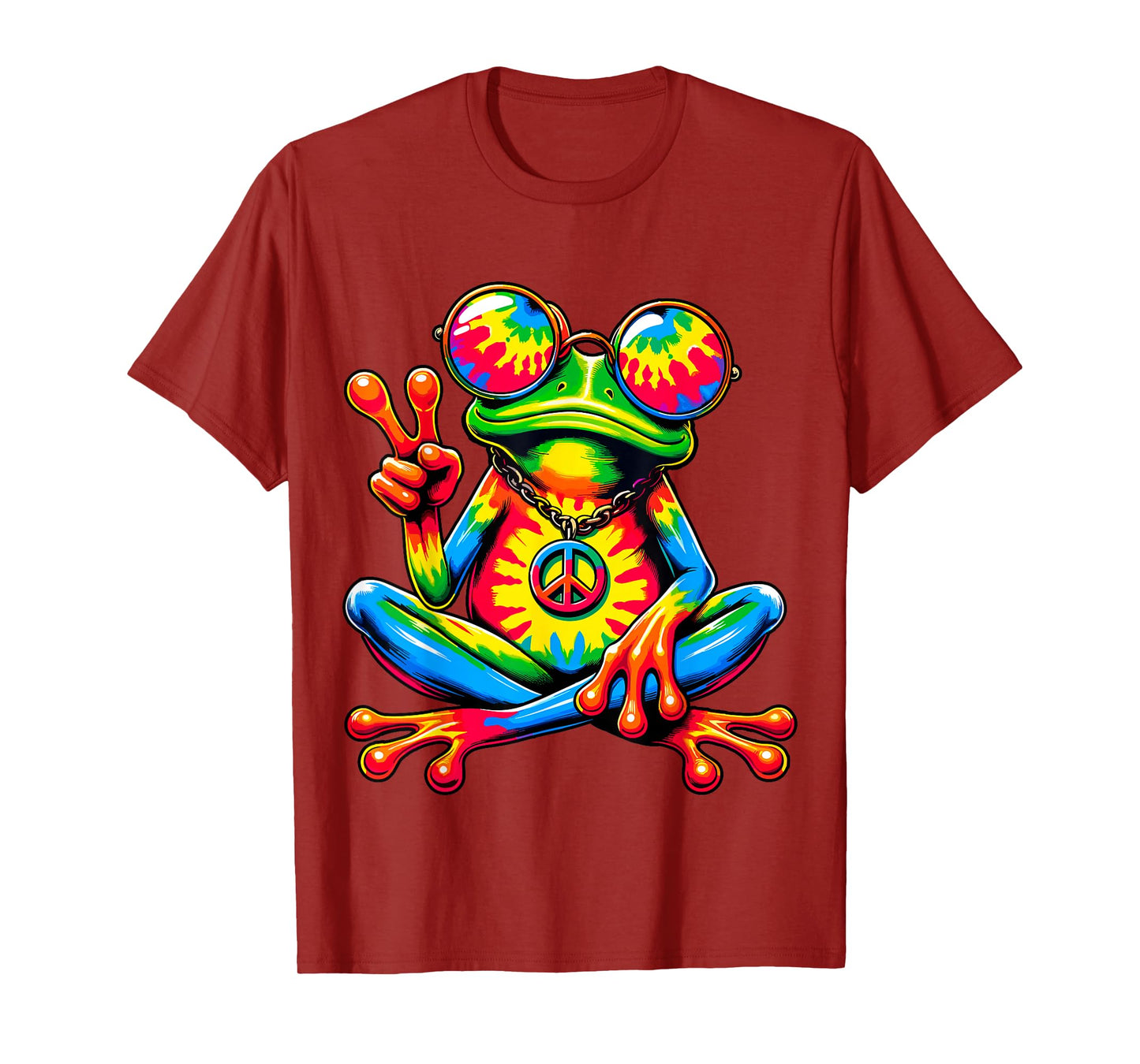 Tie-Dye Peace Frog Peace Sign Hippie T-Shirt