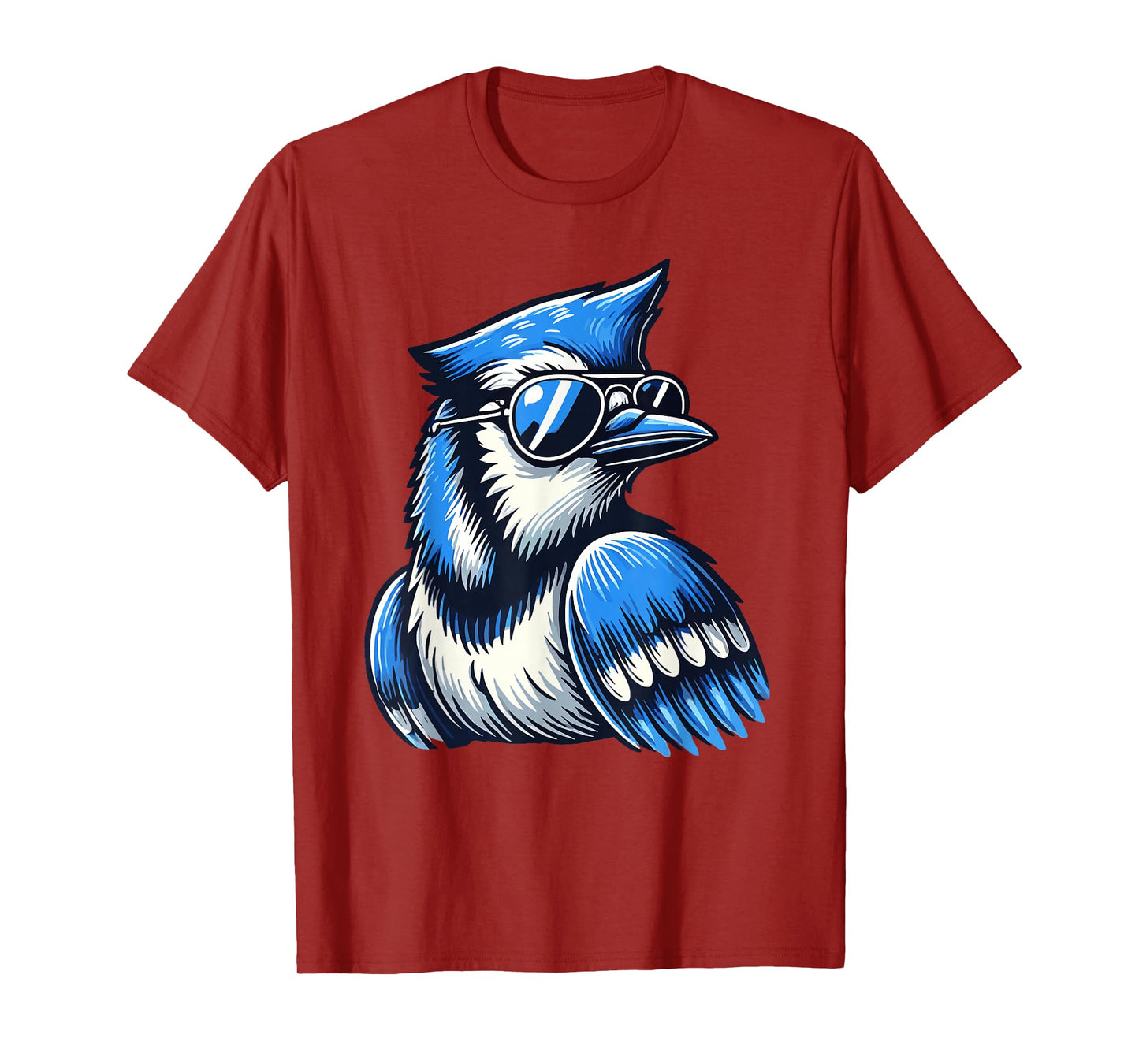Cool Blue Jay Bird Wearing Sunglasses Funny Animal Lover T-Shirt