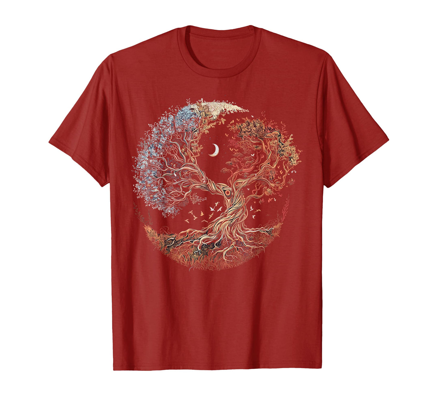 Tree Of Life Roots Nature Lover Crescent Moon Stars Graphic T-Shirt