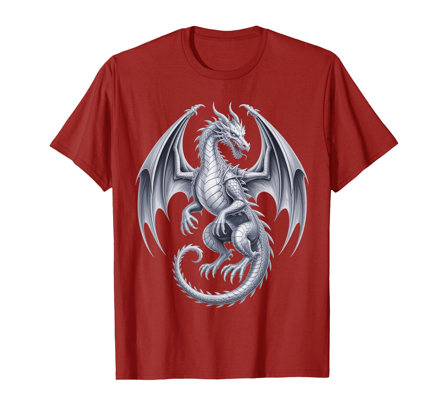 Vintage Mythical Fantasy Creature Dragon Art Silver Dragon T-Shirt