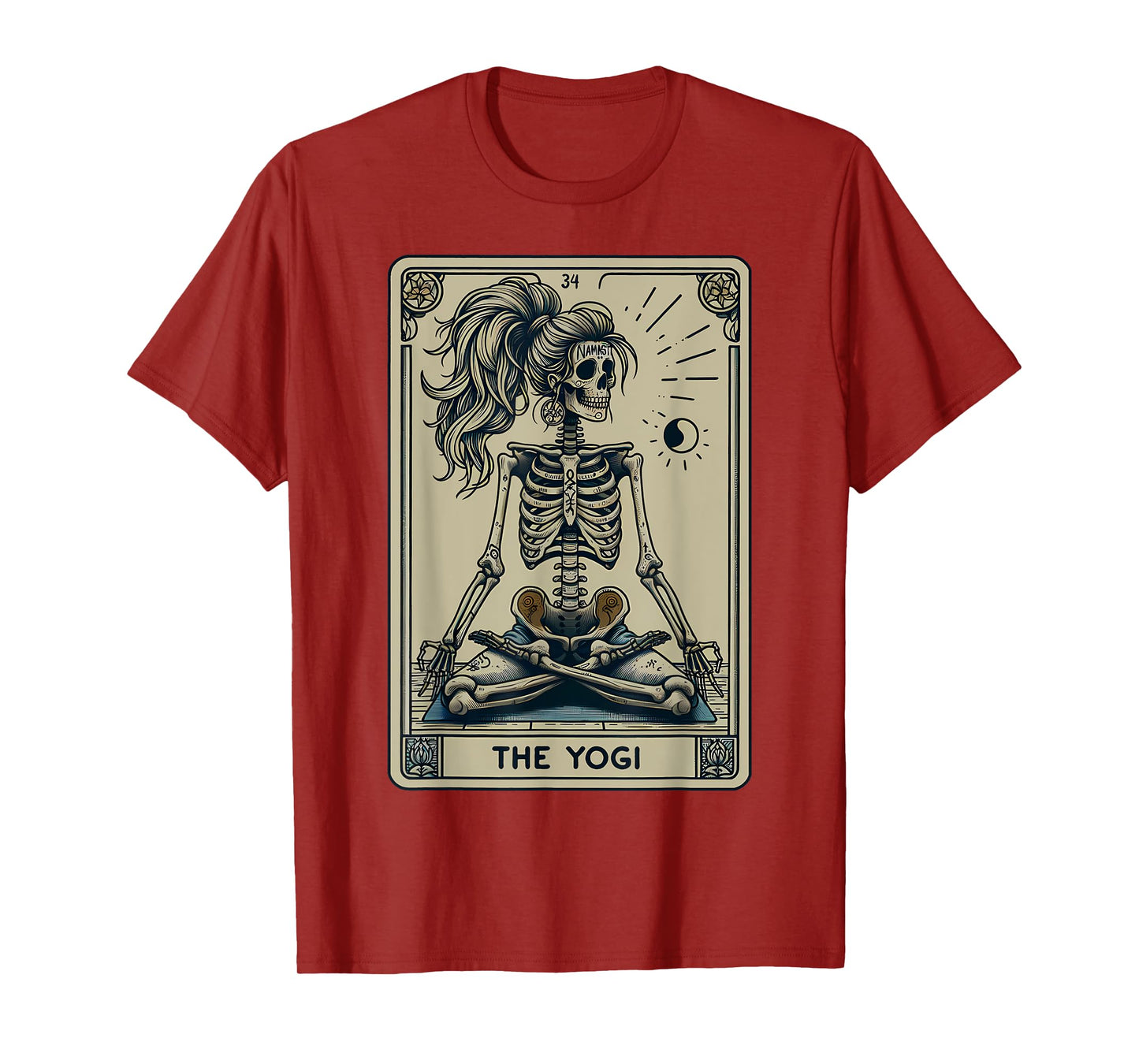 Funny Skeleton Yogi Tarot Card Yoga Instructor Witch Vibes T-Shirt